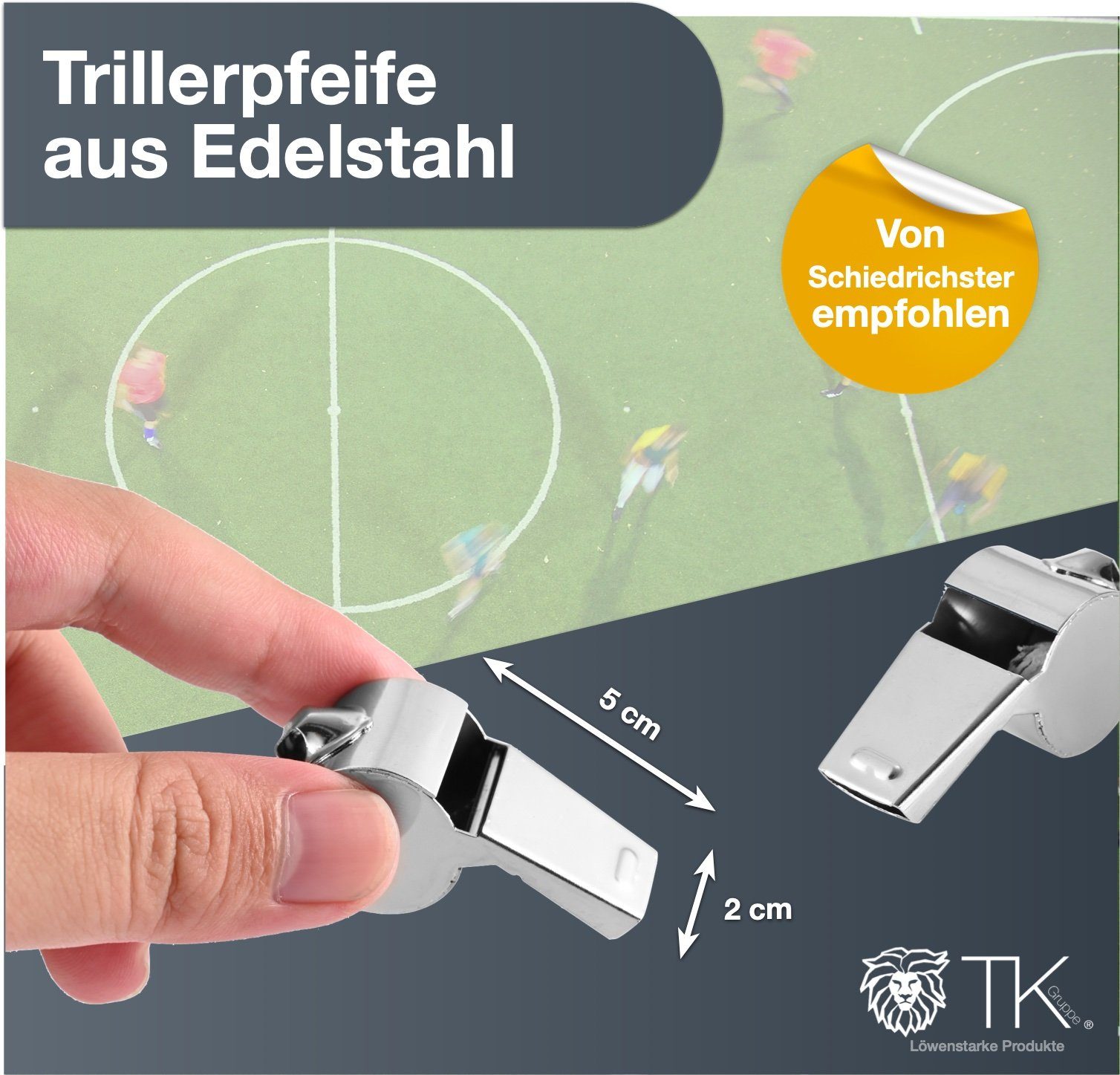 TK Gruppe Trillerpfeife 6er Set Trillerpfeife aus Edelstahl mit Band - Schiedsrichterpfeife, (6-St)