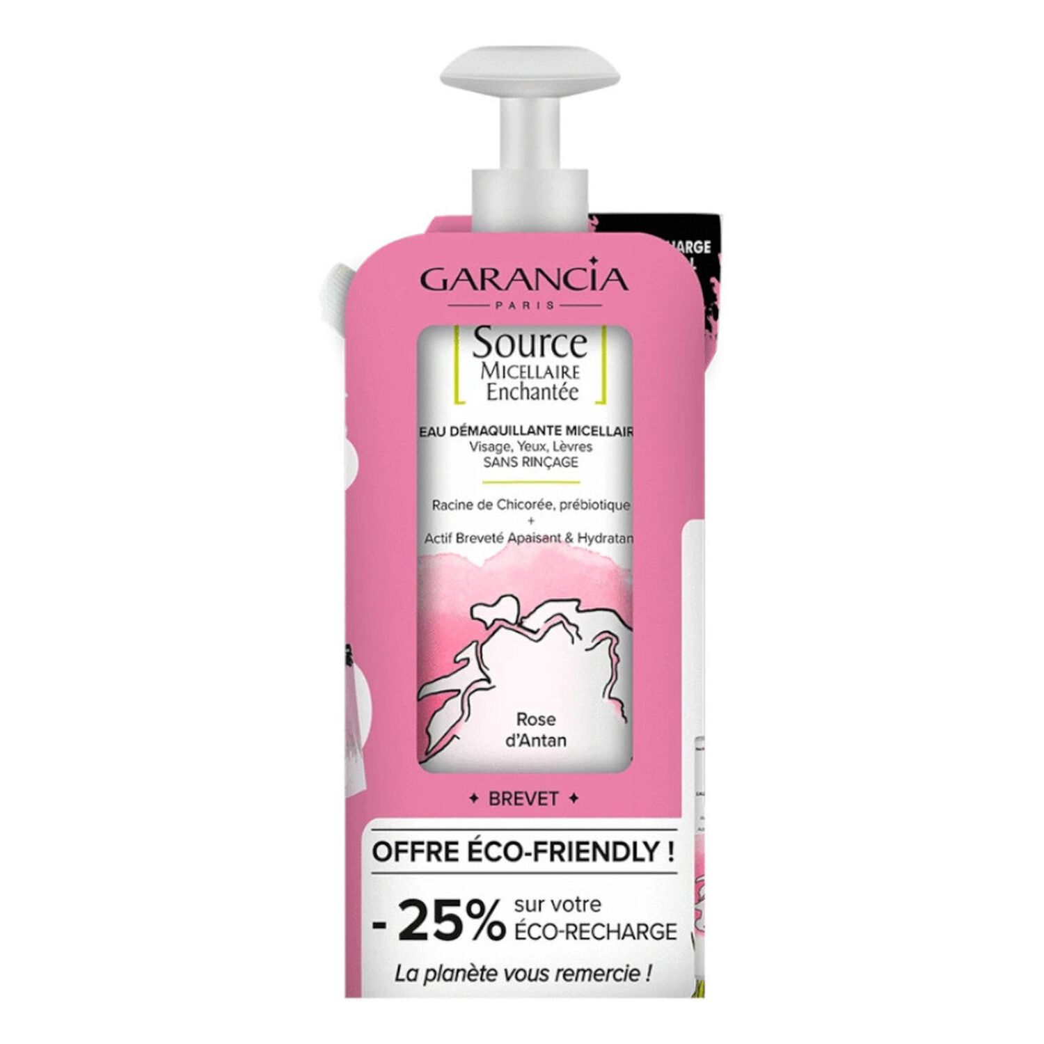 Garancia Source Micellaire Enchantée Eau Micellaire 4 en 1 - Flacon + Recharge Rose 400 ml