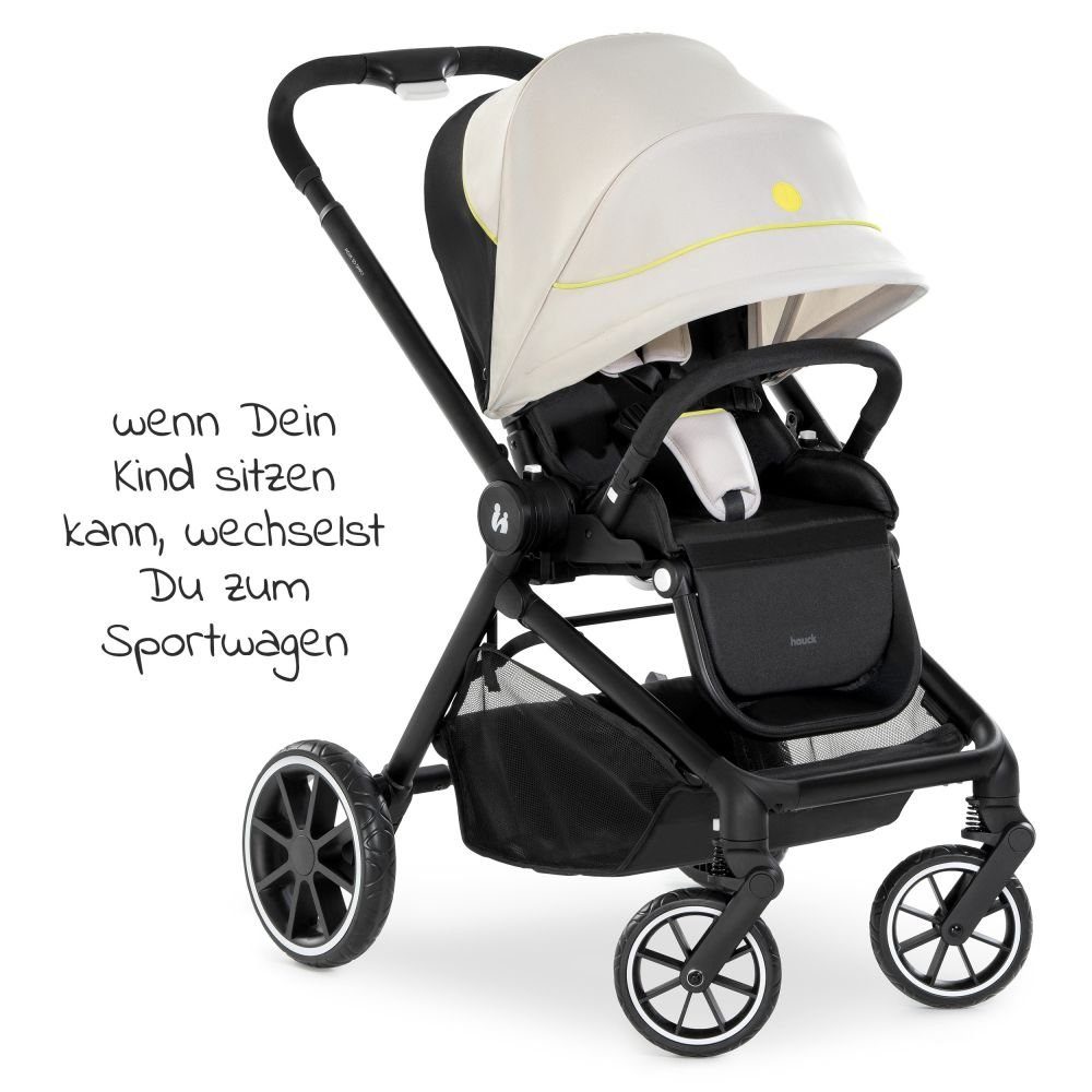Hauck Kombi-Kinderwagen Move so Simply - Beige Neon, 2in1 Kinderwagen Buggy inkl. Babywanne & Sportsitz mit Liegefunktion