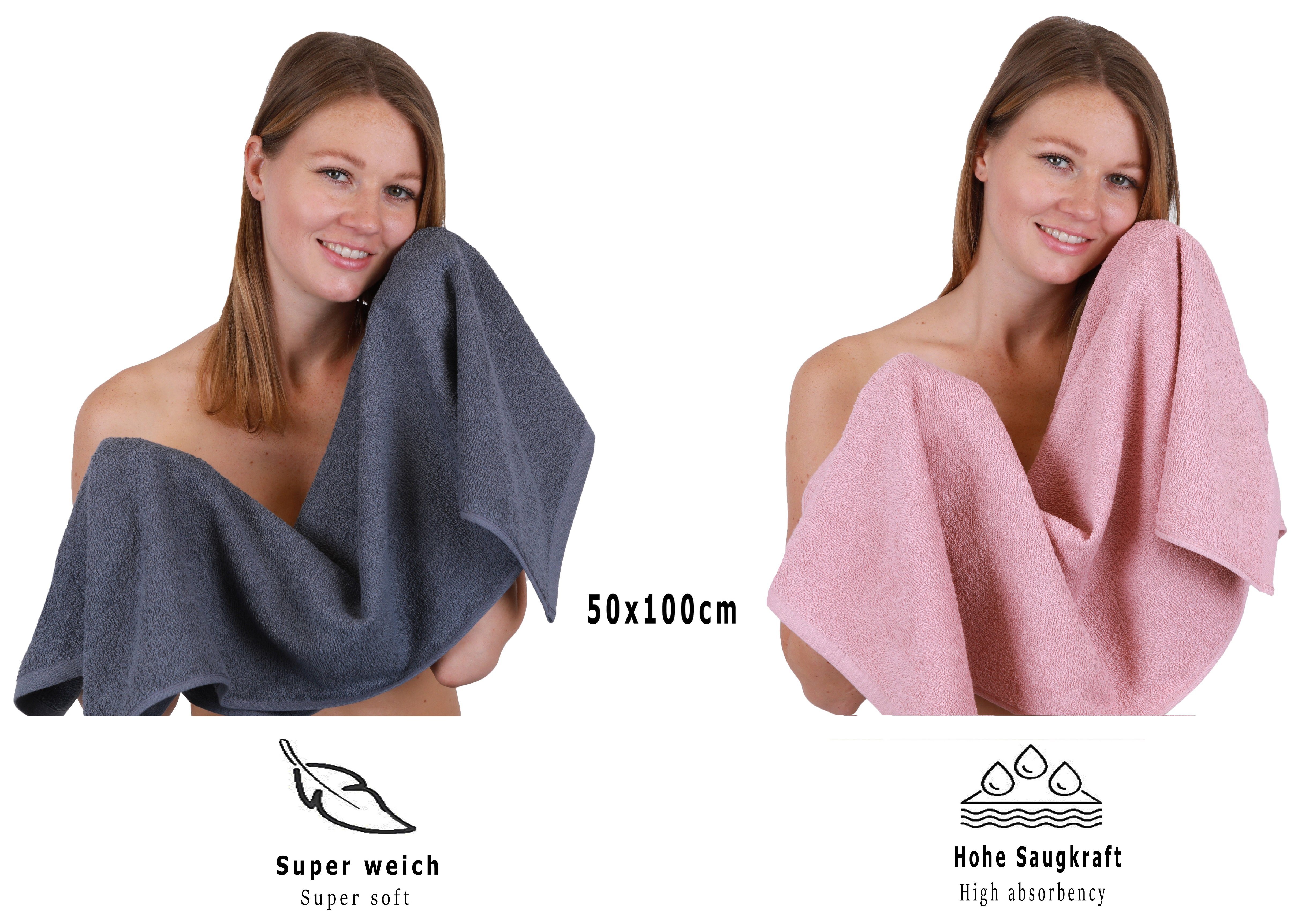 Betz Handtuch Set 12 TLG. Handtuch Set BERLIN Farbe lotus - dunkelgrau, 100% Baumwolle