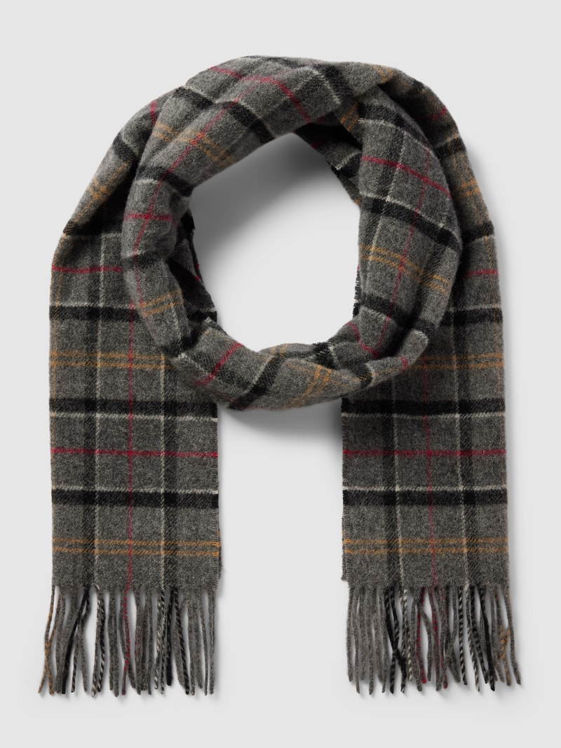 Schal aus Lanawolle mit Tartan-Muster in anthrazit