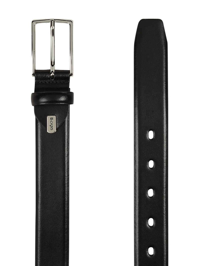 Ledergürtel mit Dornschließe in schwarz