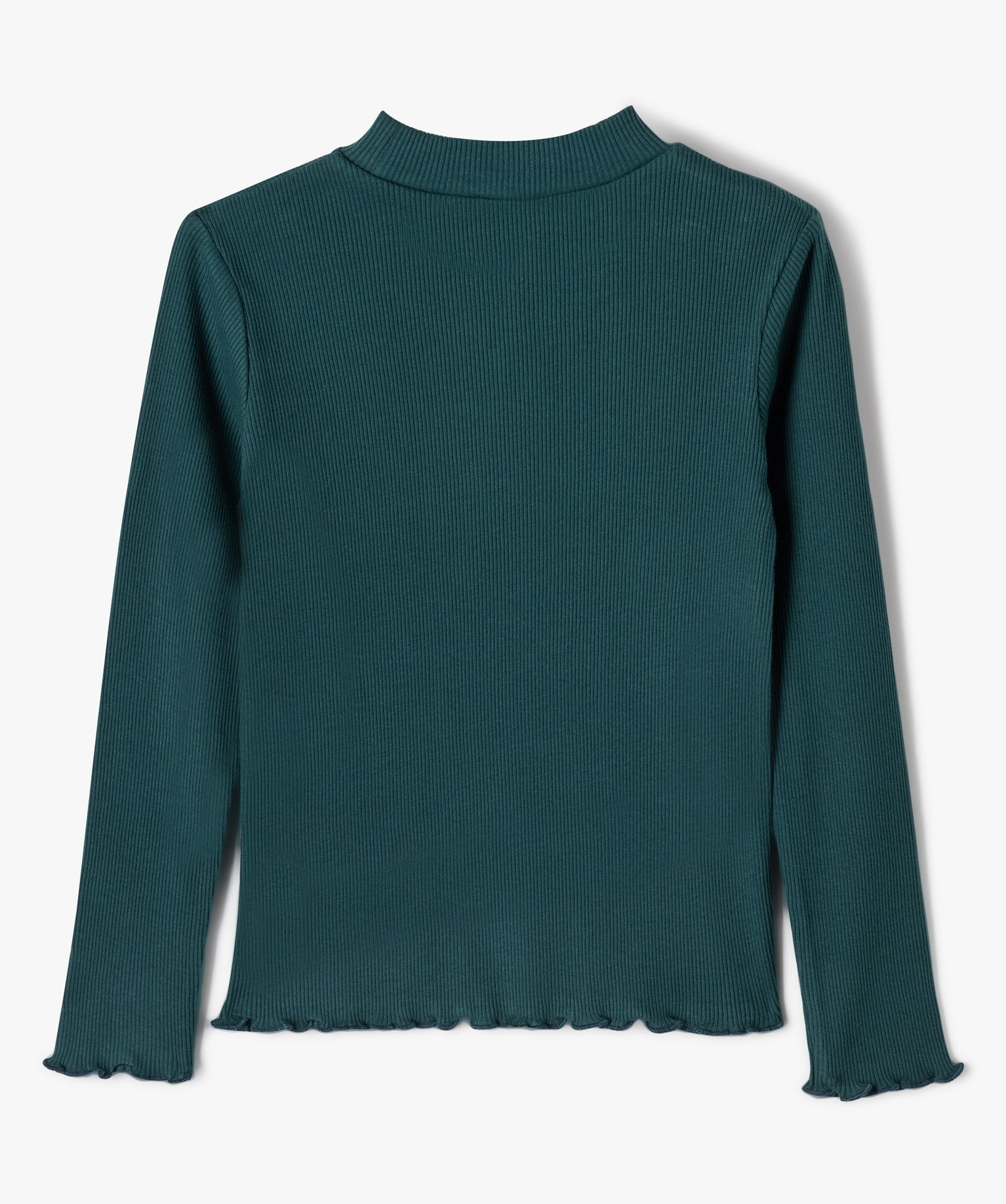 Tee-shirt à manches longues en maille ctelée fille vert | GEMO