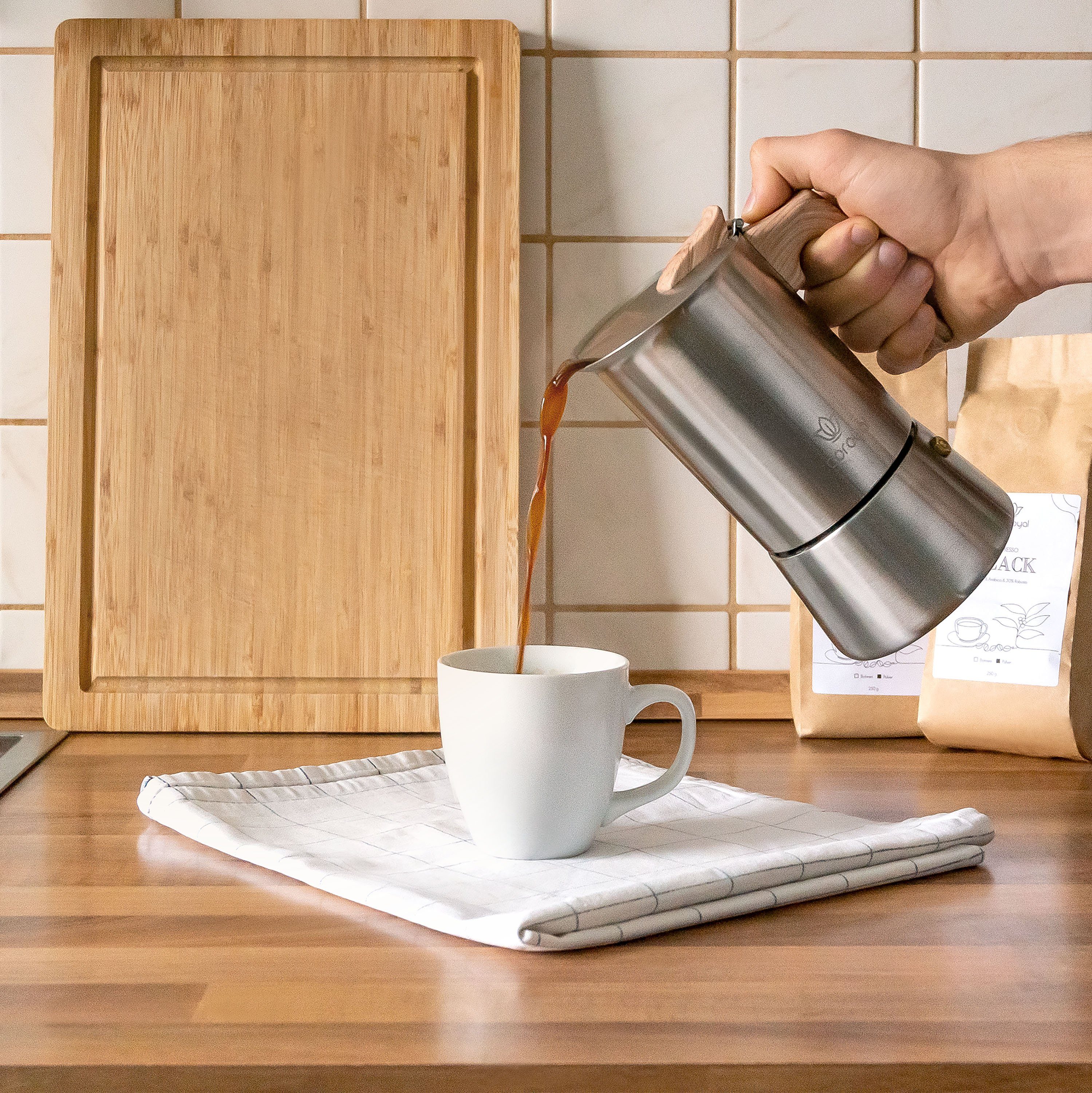 ecoroyal Espressokocher Espressokocher, Edelstahl, Induktion geeignet I Für 1 bis 6 Tassen