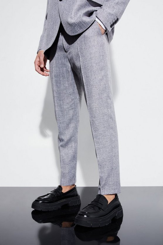 Schmale strukturierte Hose mit hohem Bund