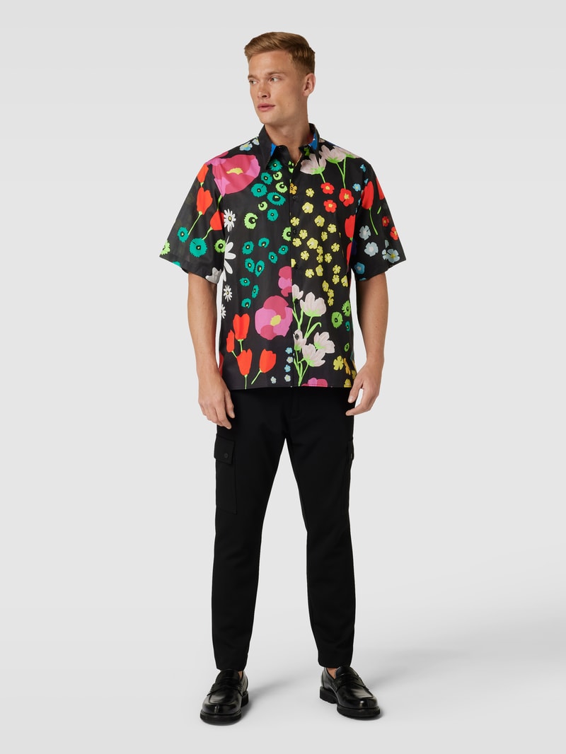 Freizeithemd mit floralem Muster Modell 'CHEMISE' in schwarz