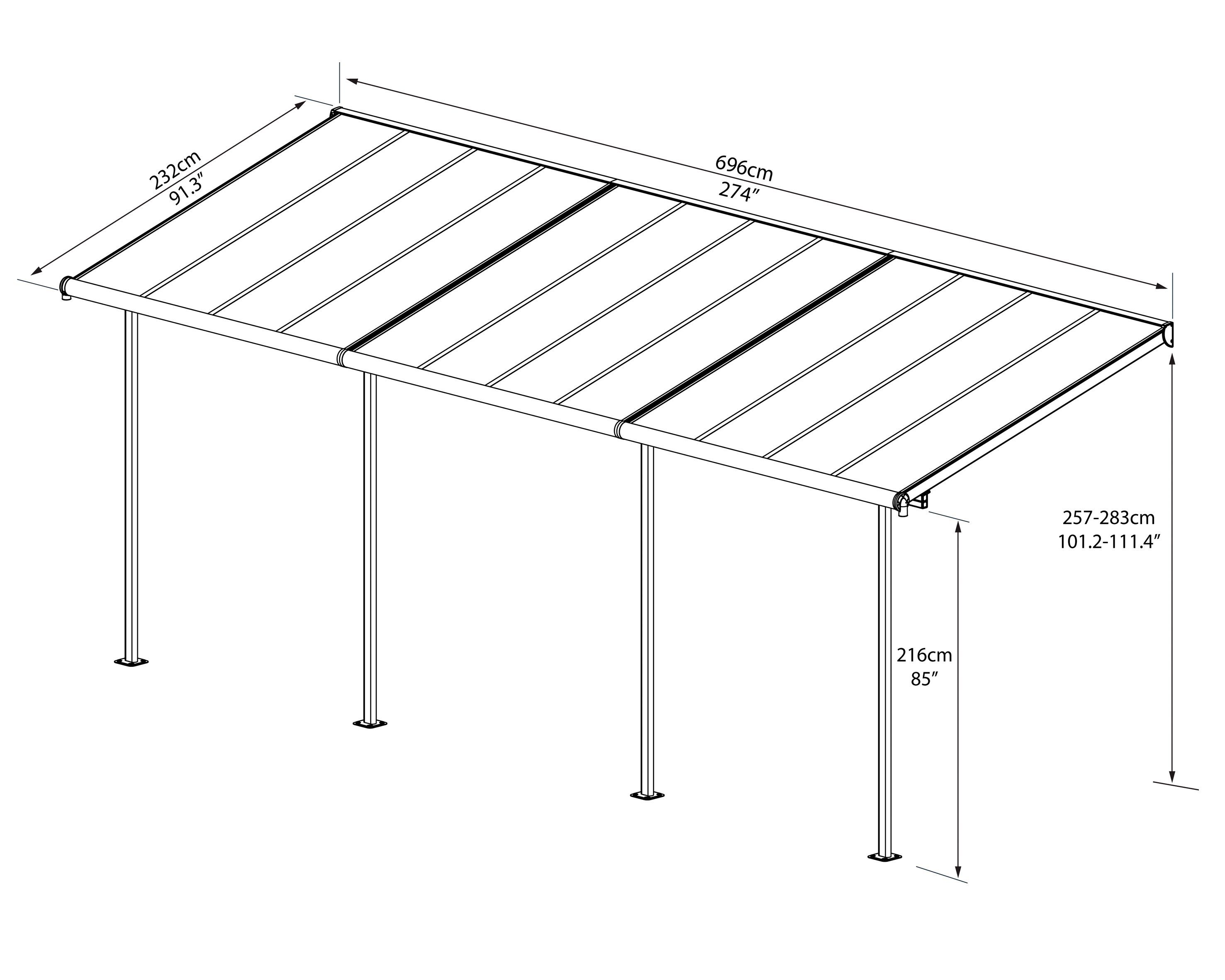 Palram - Canopia Terrassendach, BxT: 690x230 cm, Bedachung Dachplatten, BxT: 690x230 cm