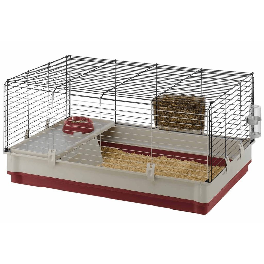 Ferplast Hühnerstall Kaninchenkäfig Krolik 100 Groß 100x60x50 cm Weinrot 57070570