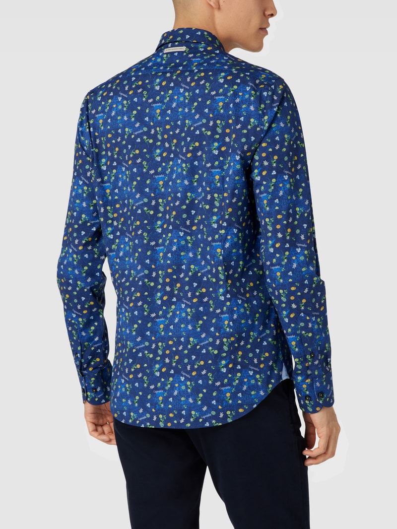 Freizeithemd mit Allover-Muster Modell 'Caipirinha Cobalt' in blau