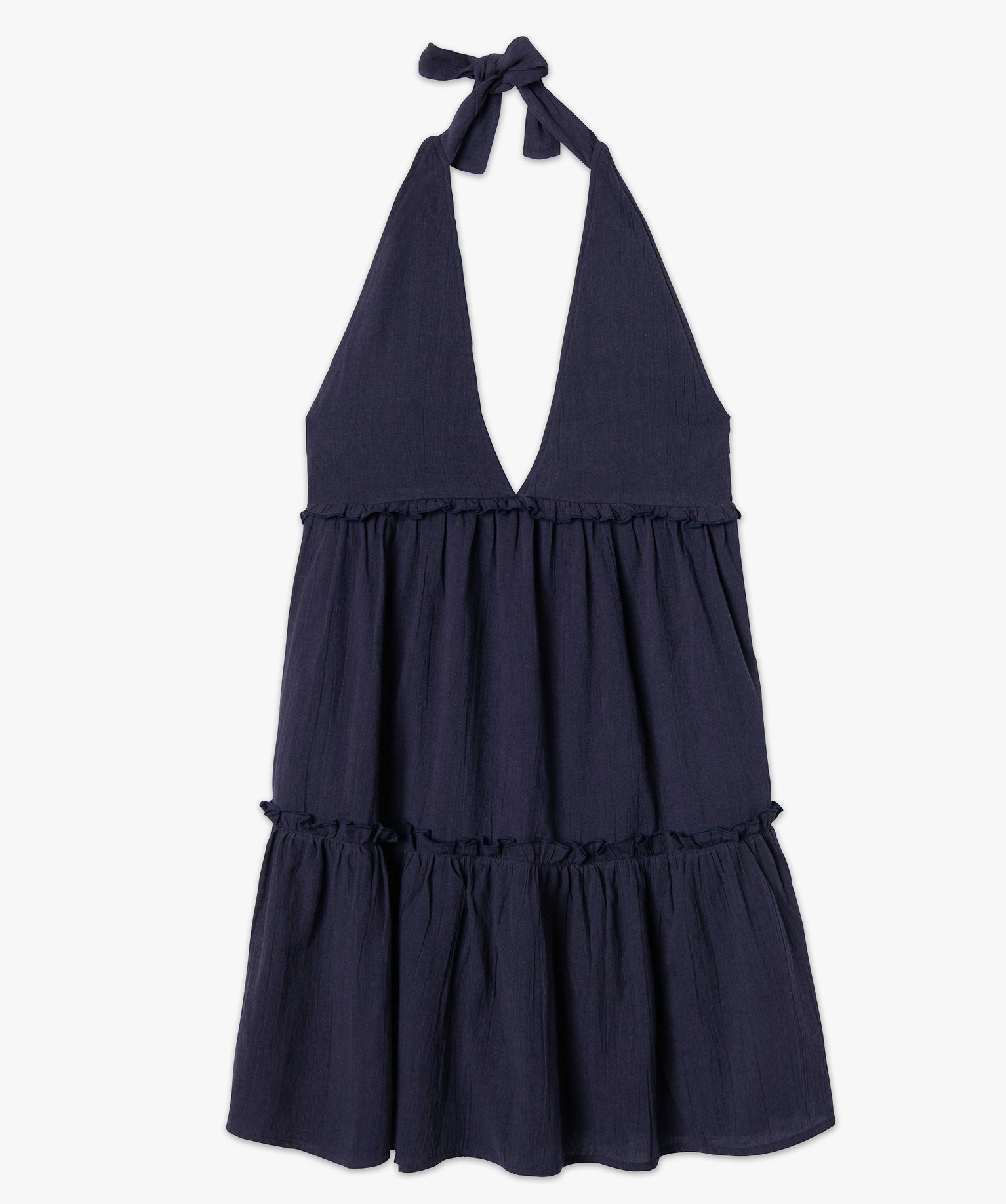 Robe de plage femme à volants bleu | GEMO