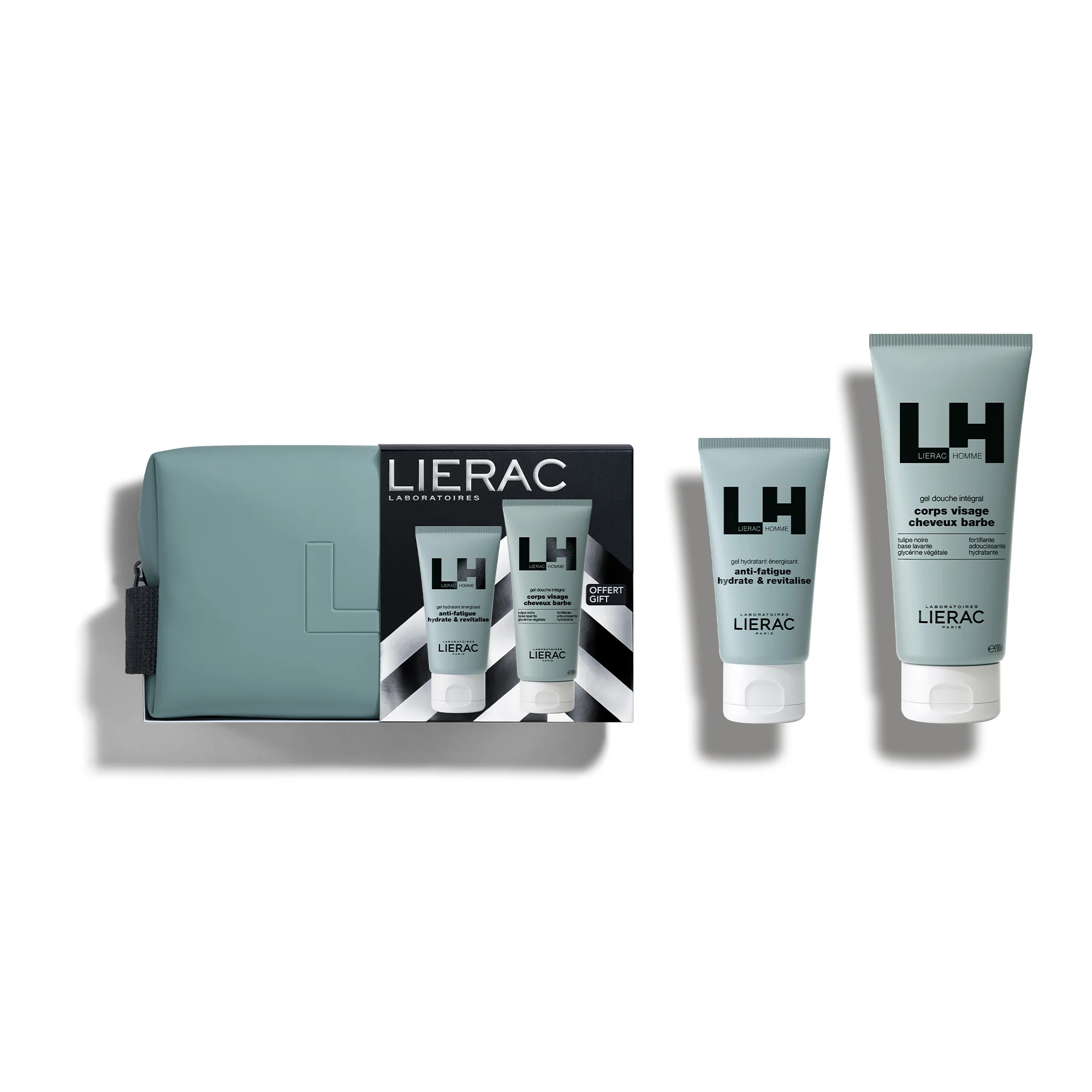 Lierac Homme Gel Hidratant + Gel de Duș + Pliculeț - Set Hidratant, Gel Facial pentru Uz Zilnic
