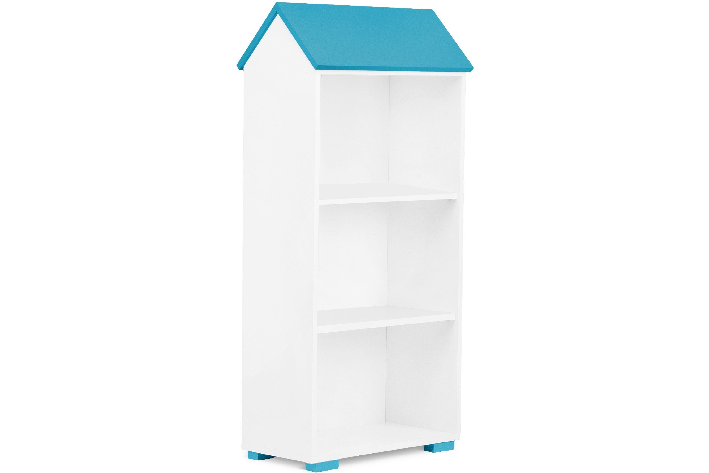 Konsimo Kinderregal PABIS Kinder Bücherregal Hausform, in Pastellfarben, geräumiges Bücherregal für Kinderzimmer