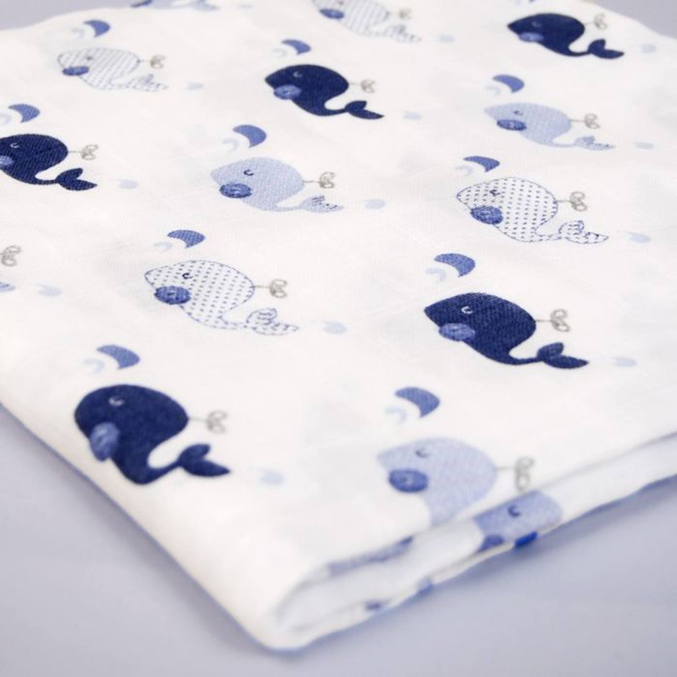 Maxi-lange en coton bio* Baleine bleu