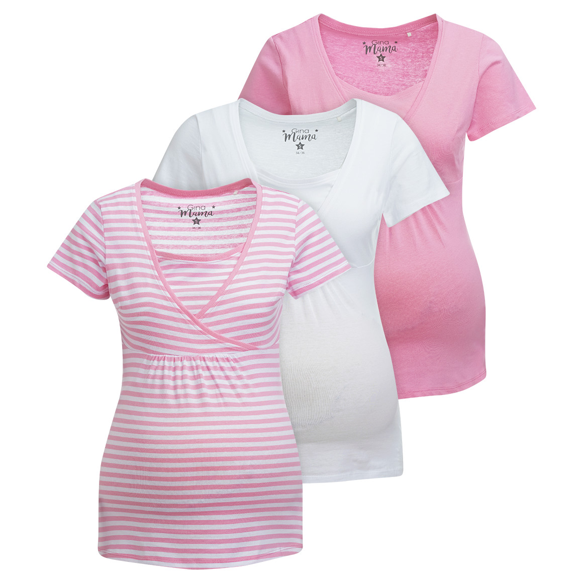 3 Damen Umstands-T-Shirts aus Bio-Baumwolle
