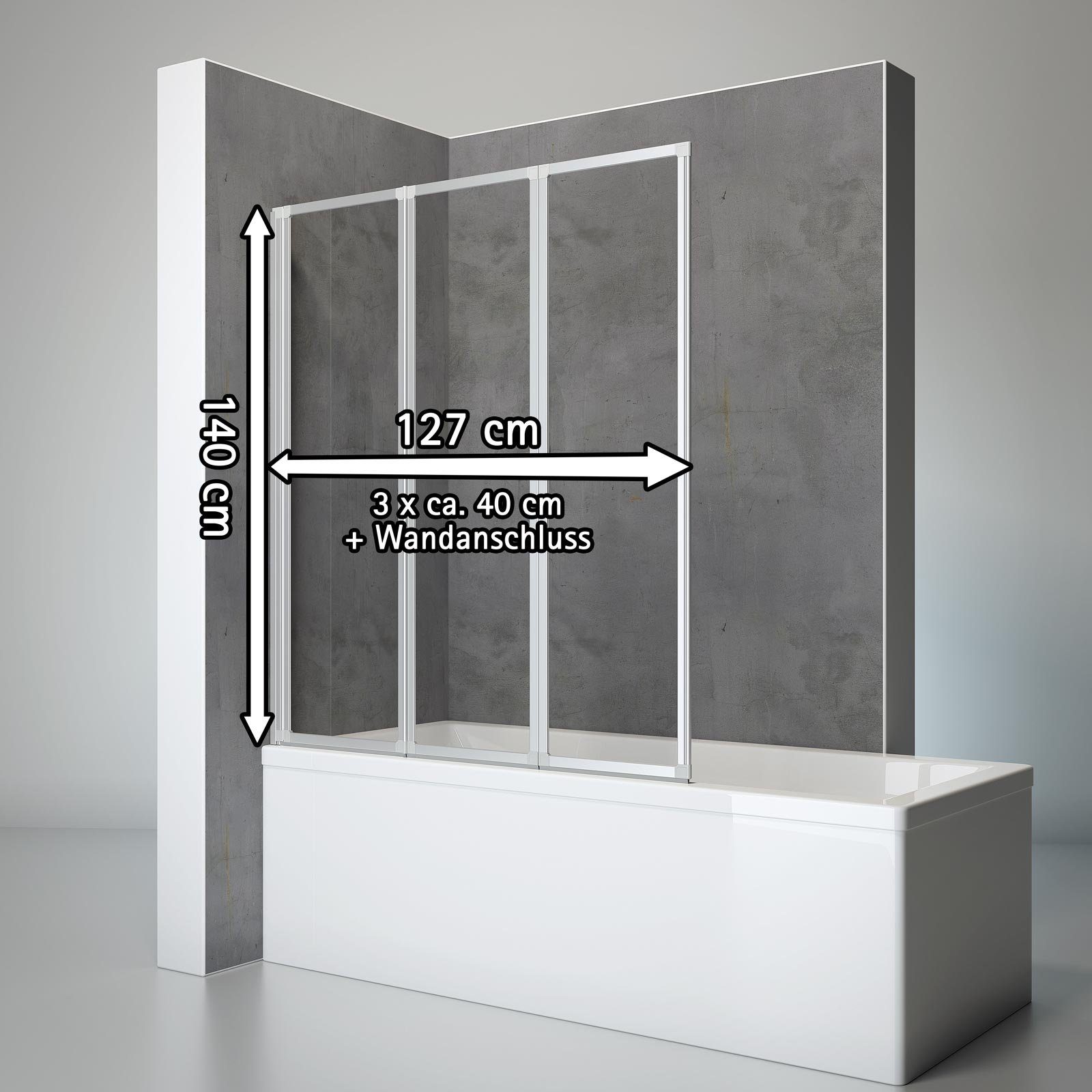 Schulte Badewannenaufsatz Well, 3 mm Sicherheitsglas, (3 tlg), BxH: 127 x 140 cm