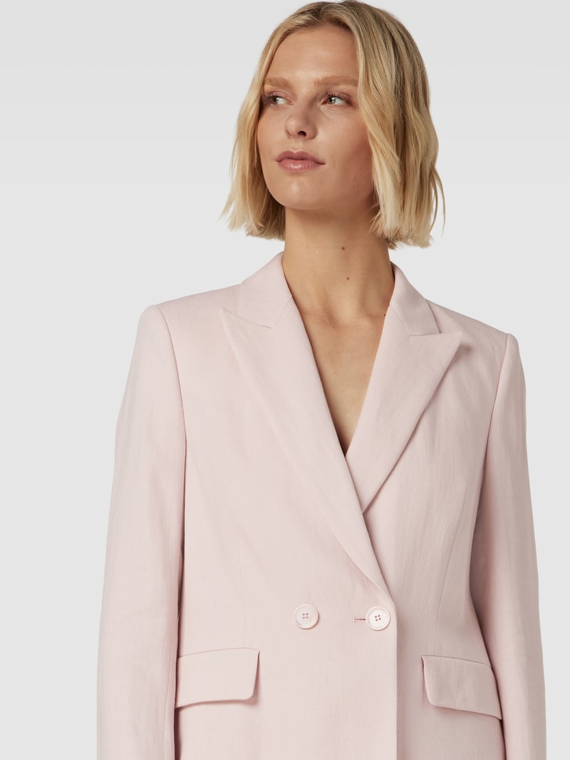 Blazer aus reinem Leinen mit Reverskragen in rosé