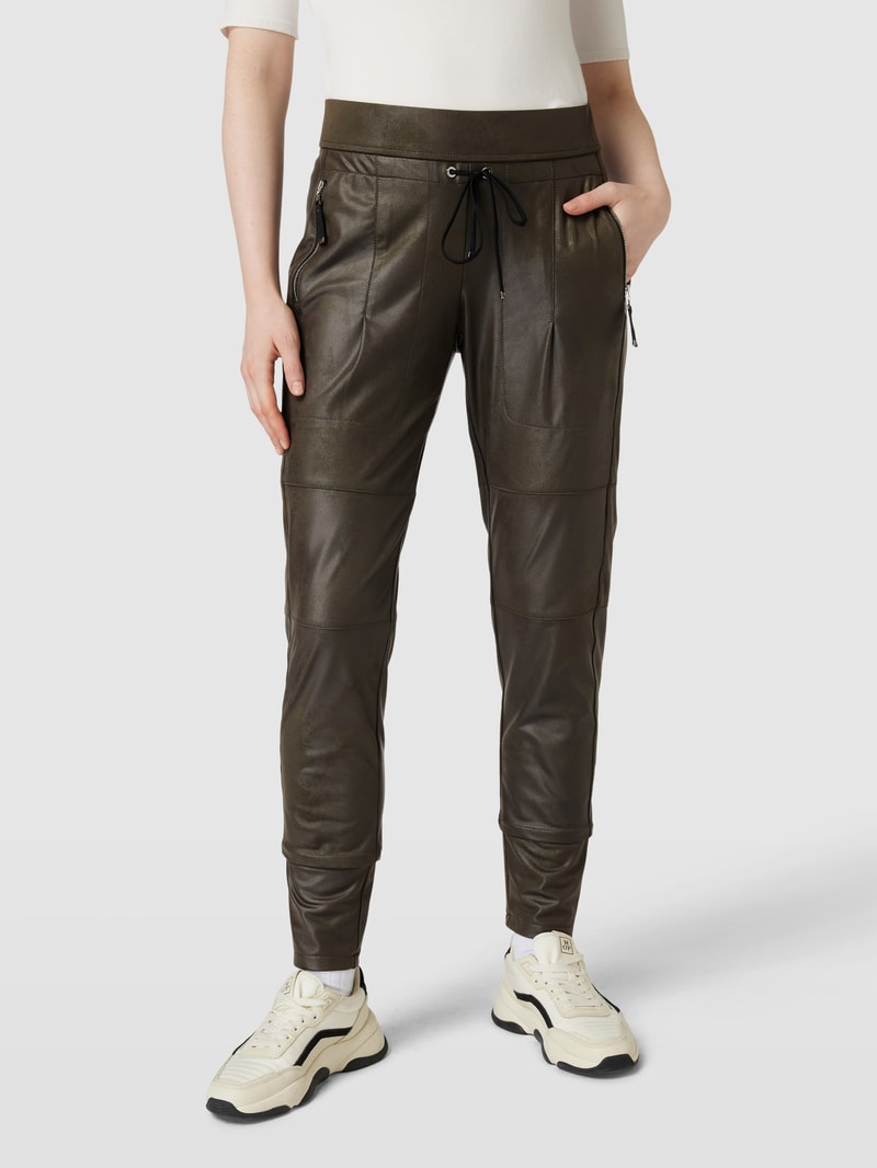 Jogpants in Leder-Optik Modell 'CANDY' in olivgrün