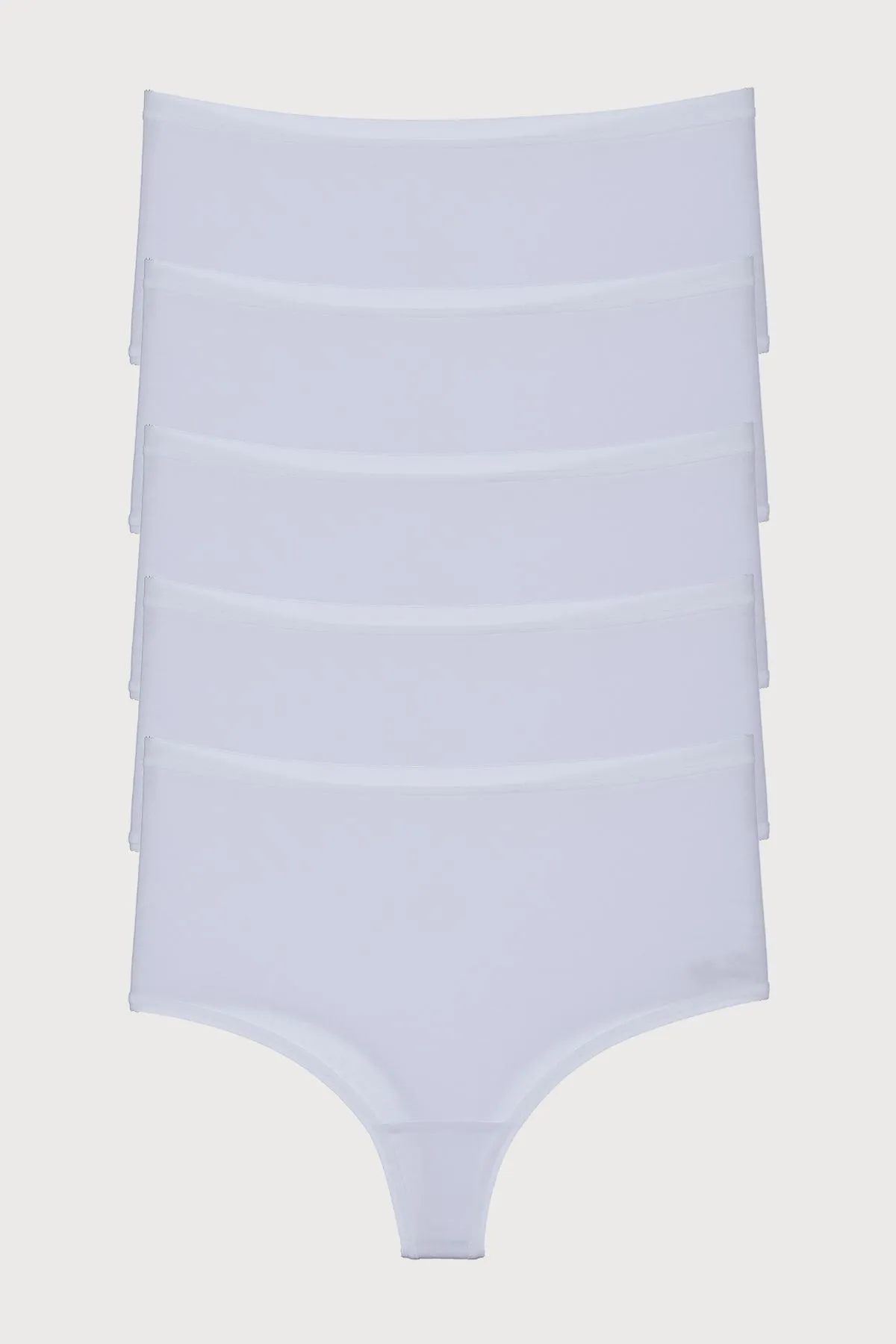 Nicoletta  Damenhöschen, Tanga mit hoher Taille, große Größe, 5er-Pack, Weiß