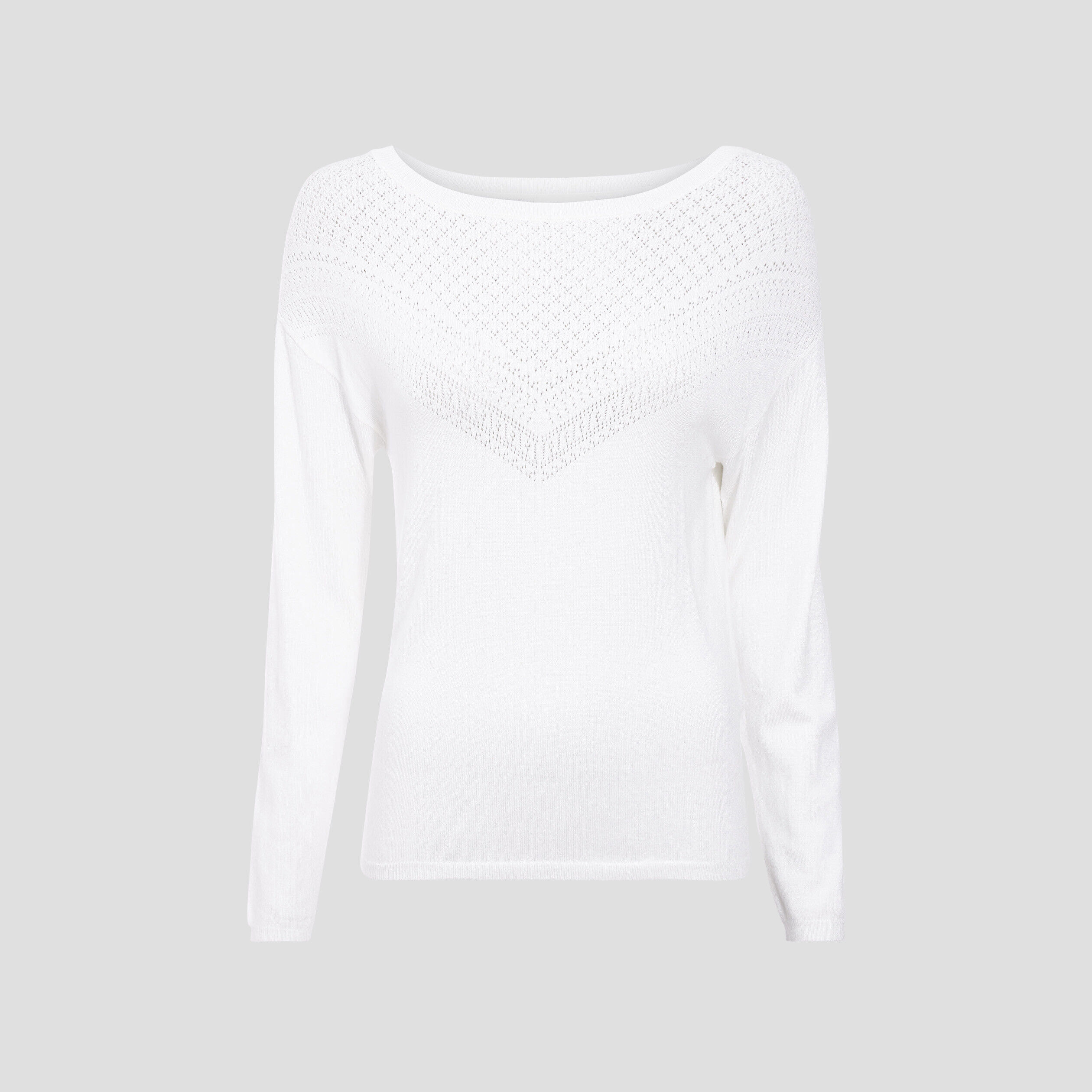 Pull ajouré avec col rond ecru femme | Cache Cache