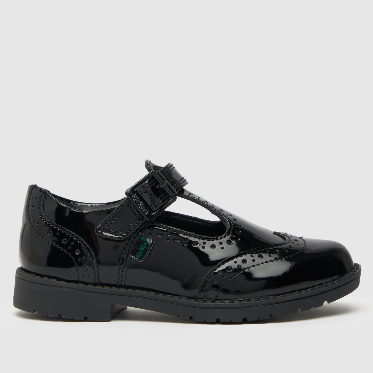Kickers fekete, lachly brogue T-karika alakú lányka kisgyermek cipő
