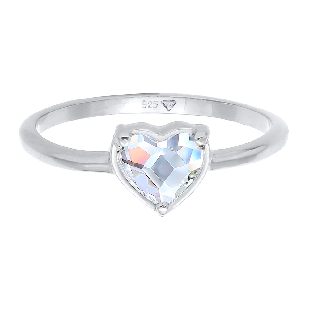 Elli Elli Bague Coeur de dame avec cristal en 925/1000 argent massif Bague