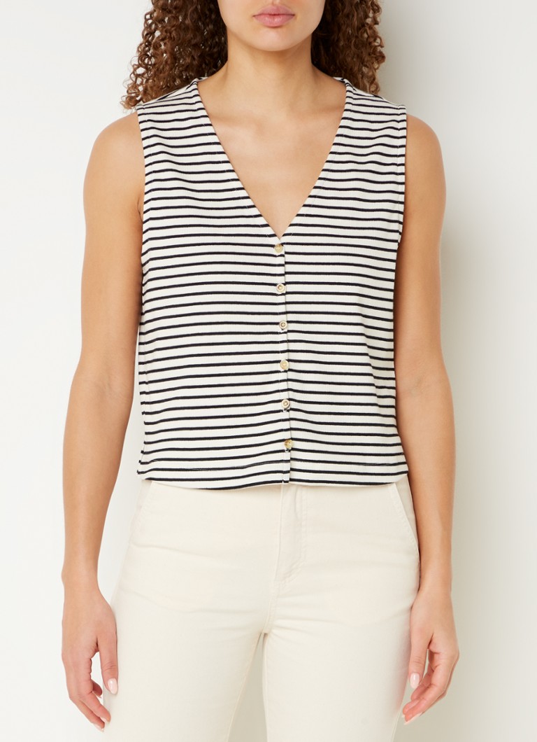 Whistles Rib knitted top with stripe print