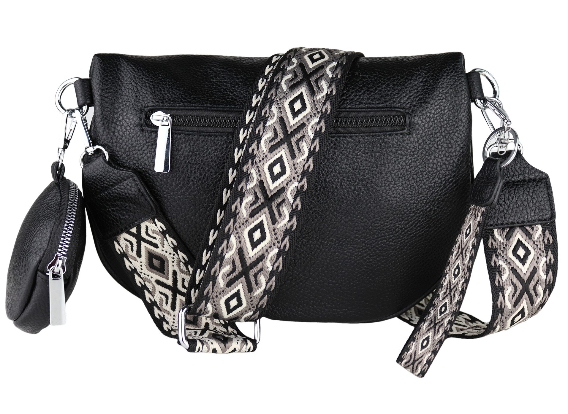 MIRROSI Bauchtasche Damen Taschen, Umhängetasche, Brusttasche, 30x20x9cm Veganes Leder (Schultertasche für jeden Anlass, (dazu 1x Schlüsselband und 1x Münzenbeutel), Crossbody Bag, Bohemian gemusterten& verstellbaren Schulterriemen