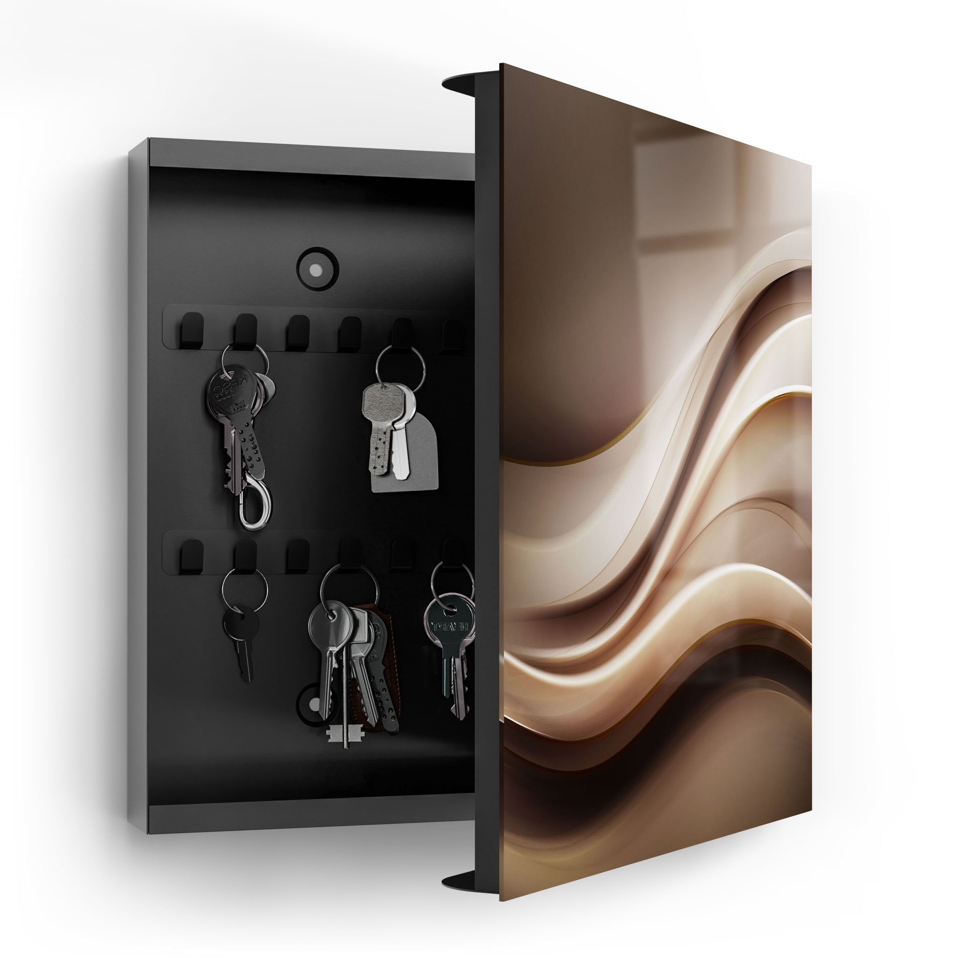 DEQORI Schlüsselkasten 'Edelmetallschwingung', Glas Schlüsselbox modern magnetisch beschreibbar