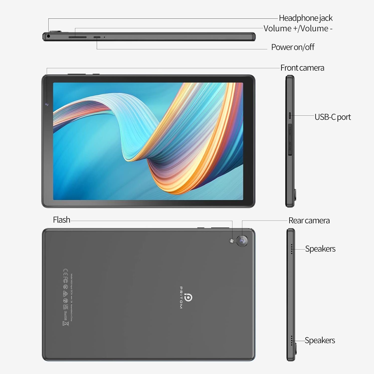 PRITOM 2GB RAM, 6000Mah, Expand to 512GB, 6000Mah Tablet (10