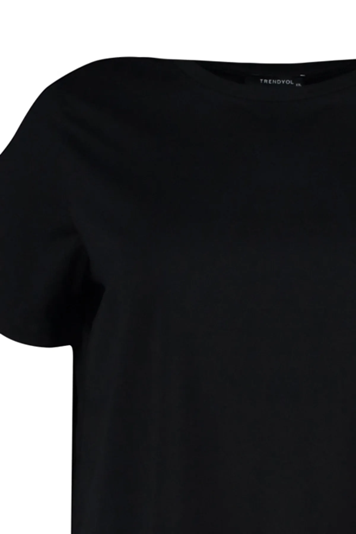 Trendyol Curve  Schwarzes Basic-Strick-T-Shirt mit Rundhalsausschnitt TBSSS22TS0733