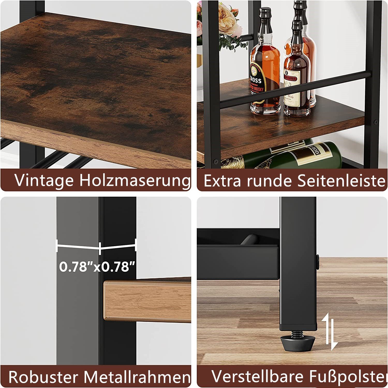 Tribesigns Weinregal Boden Weinregal, 9 Etagen freistehendes Weinregal mit Glashalter