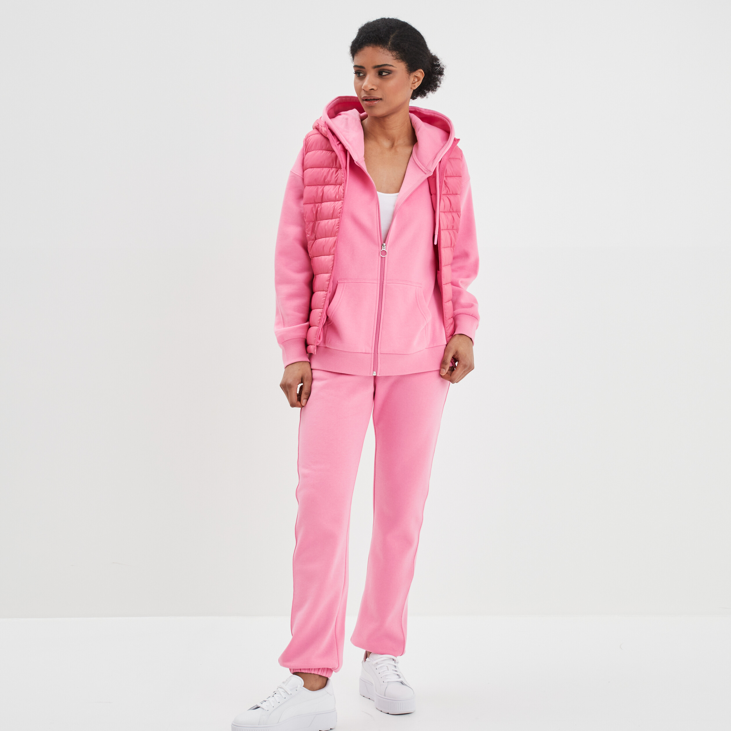 Sweat zippé à capuche rose femme | La Halle