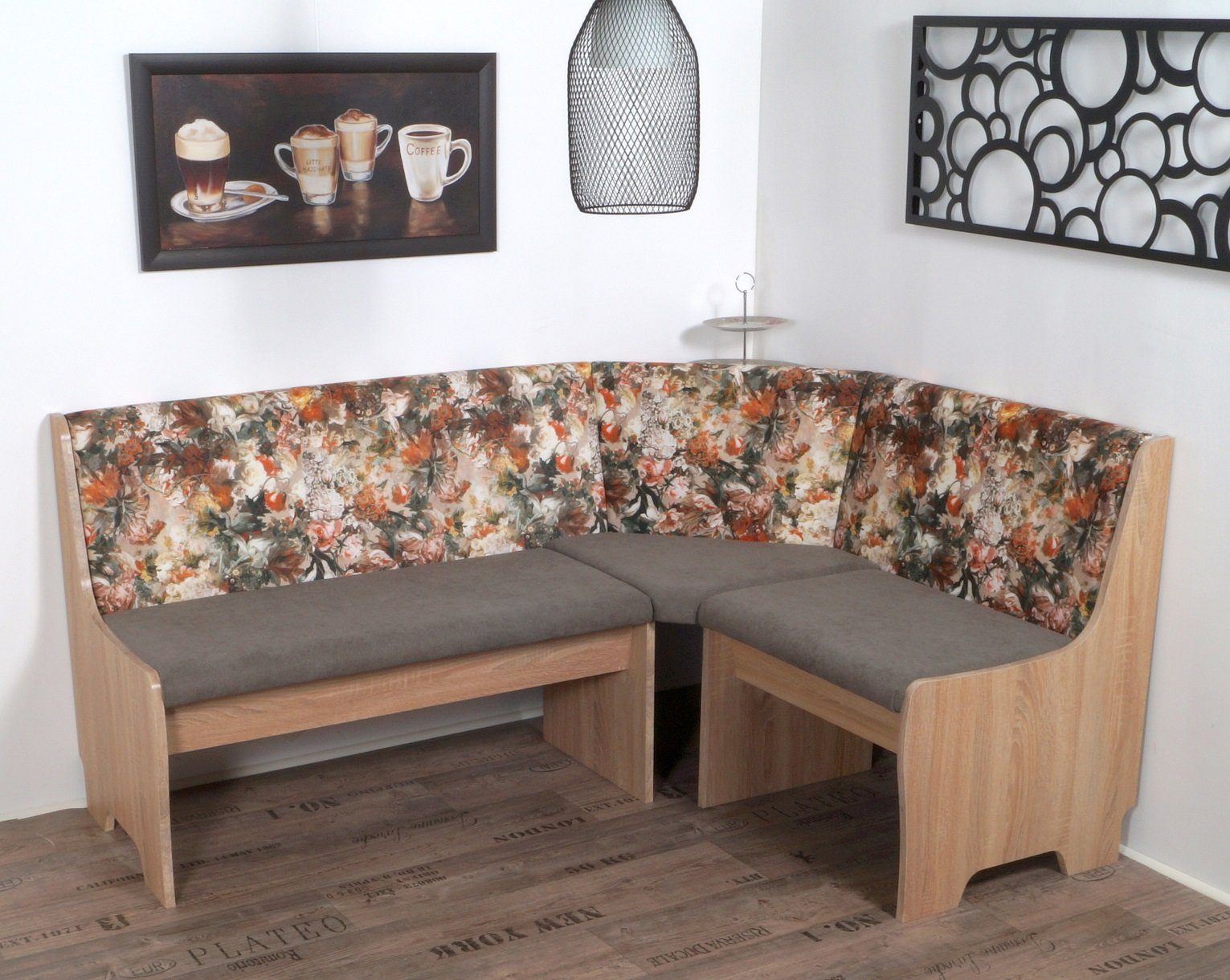 Stolebaenk Eckbankgruppe Hildesheim FGFL, (1 x Eckbank, 1 x Tisch, 2 x Stuhl), Tisch mit Auszug