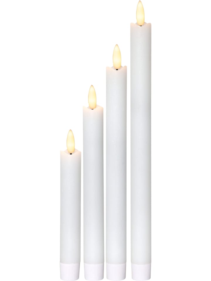 STAR Trading LED-Stabkerzen 'Flamme', Echtwachs, 4er-Set, weiß günstig kaufen onesize