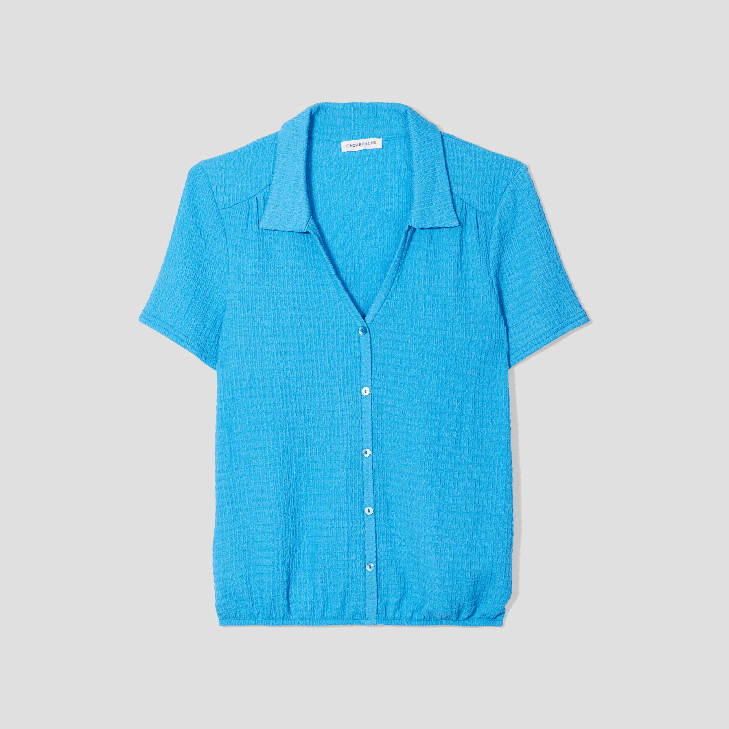 Blouse col polo bleu femme | Cache Cache