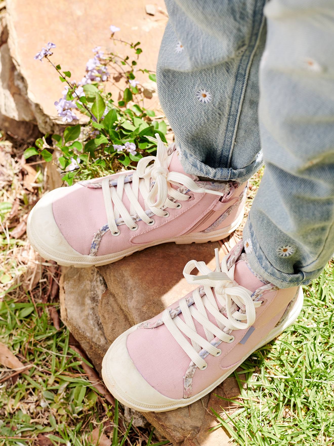 Vertbaudet Kinder High-Sneakers mit Reißverschluss - rosa