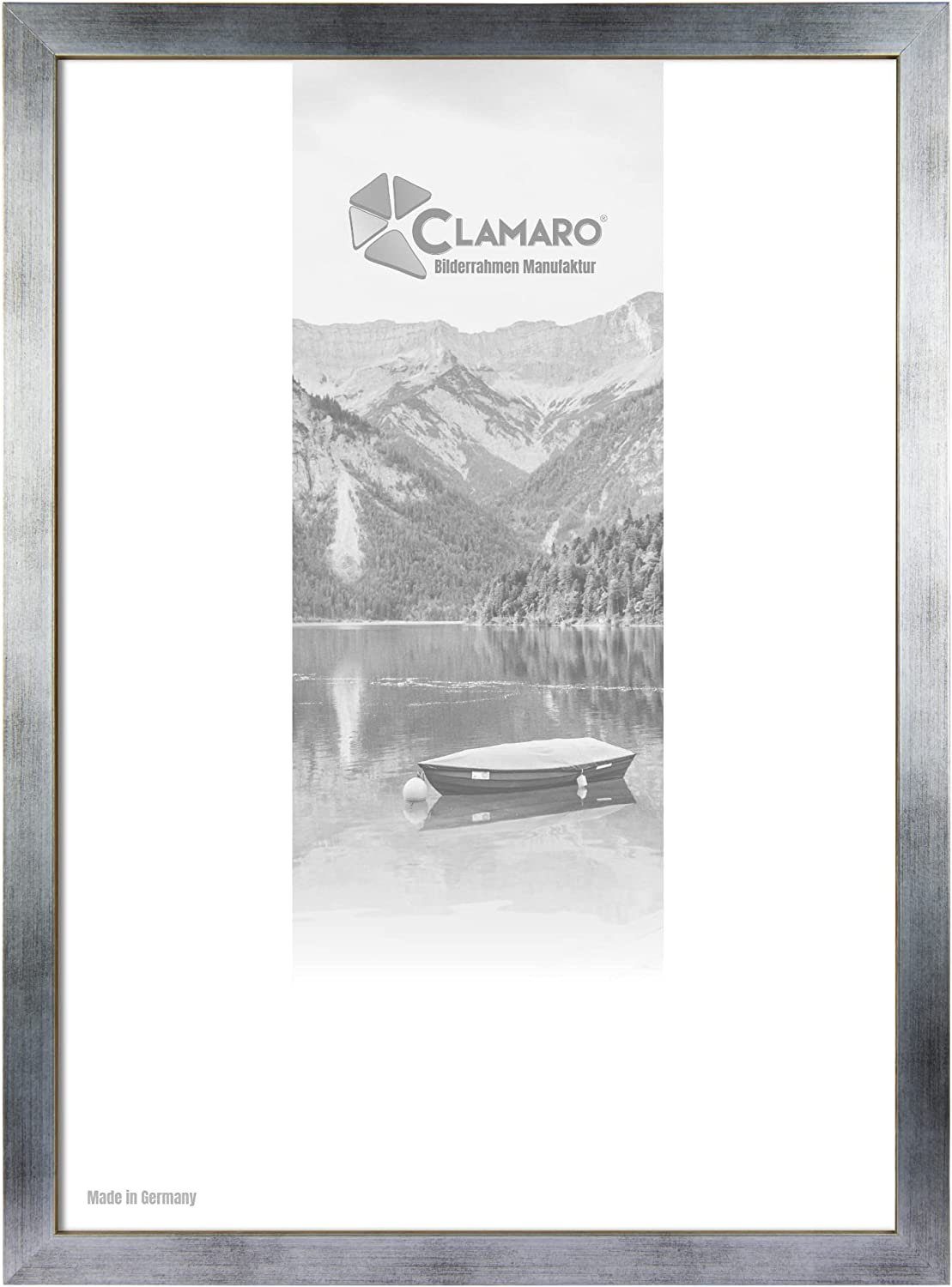 Clamaro Bilderrahmen Bilderrahmen Silber Gebürstet CLAMARO Collage nach Maß FSC® Holz Modern eckig M3016 10x15 in Silber Gebürstet