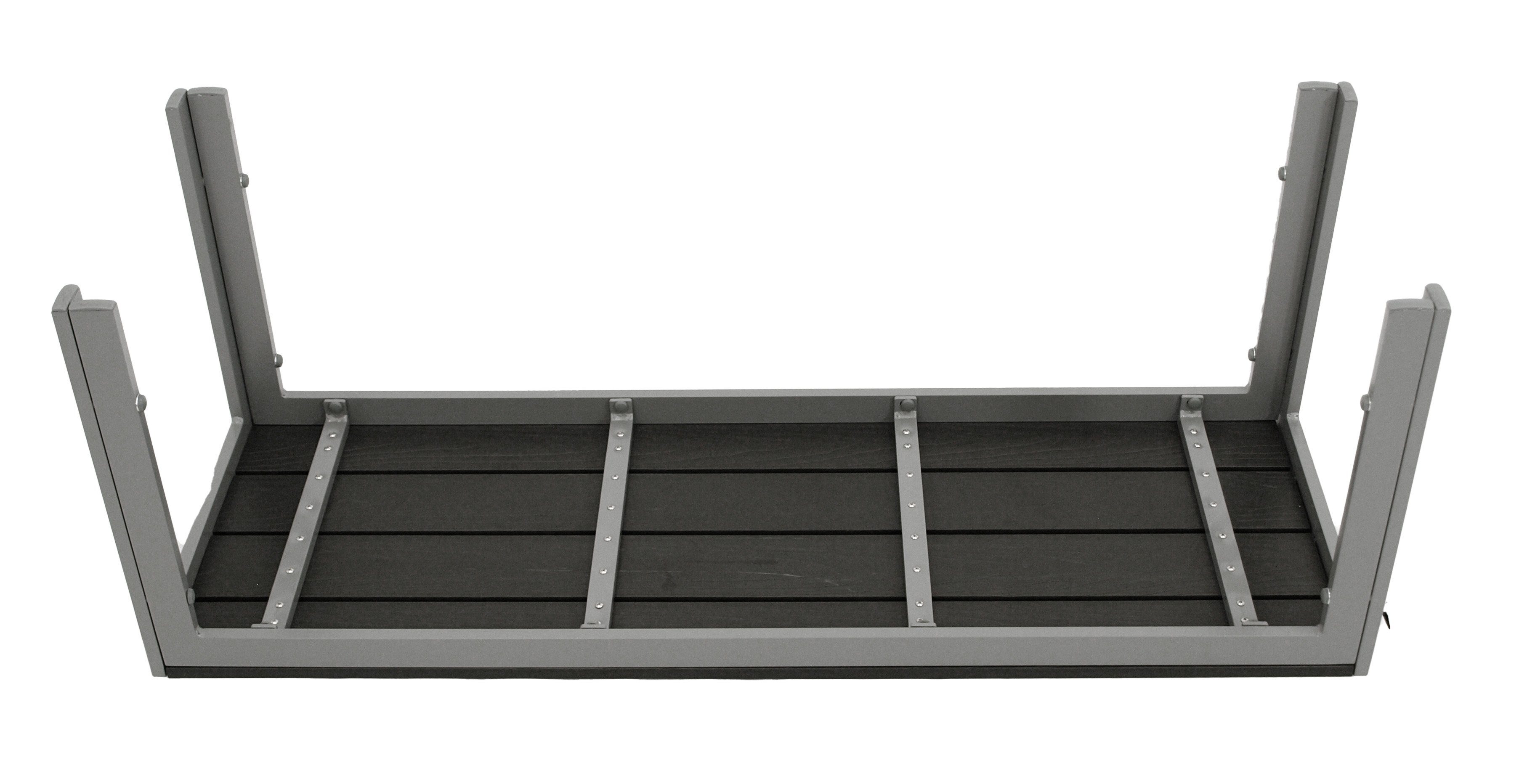 DEGAMO Gartenbank SORANO ohne Rückenlehne, 2-sitzer 120cm, Alu silbergrau + Kunstholz grau, wetterfest
