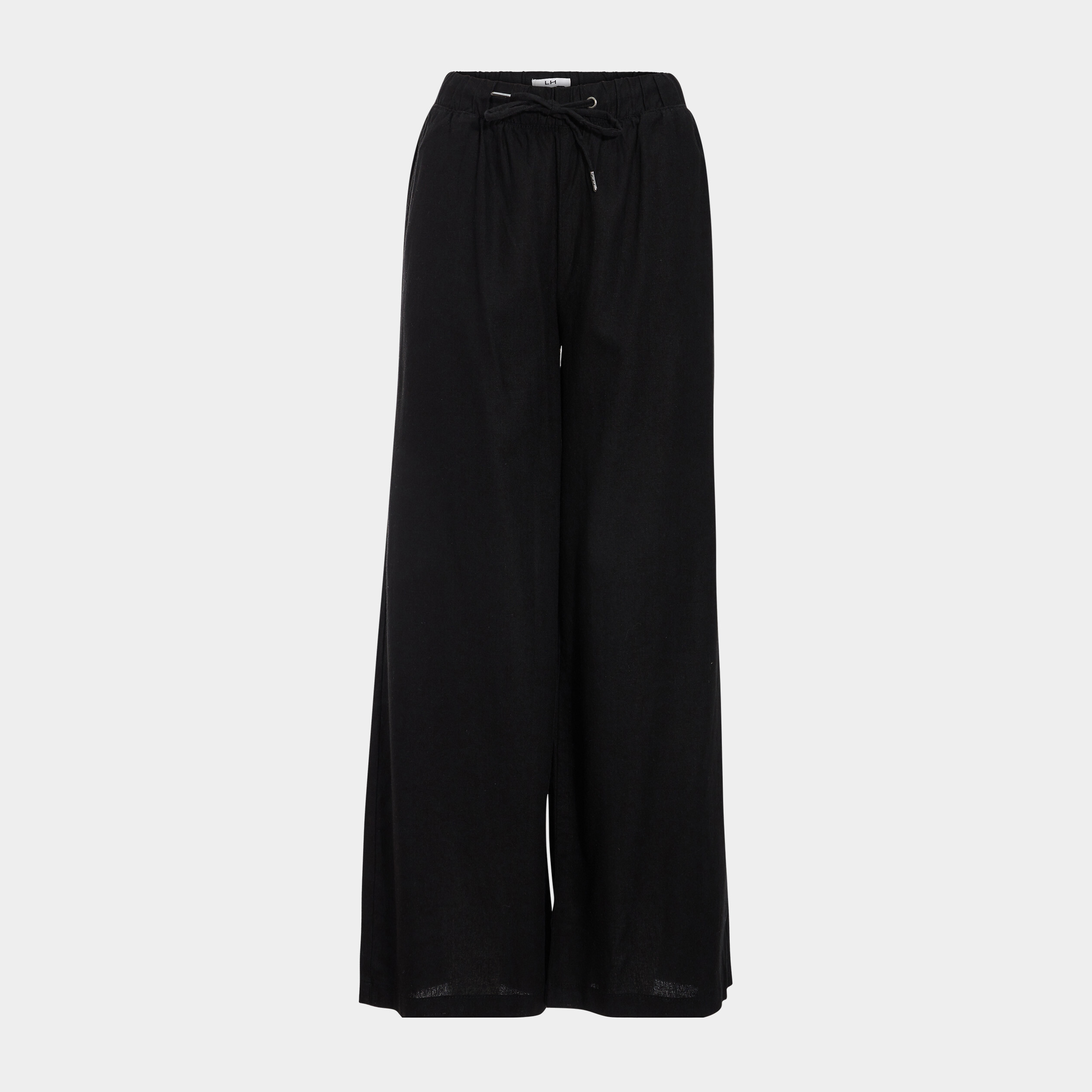 Pantalon large en lin majoritaire noir femme | La Halle