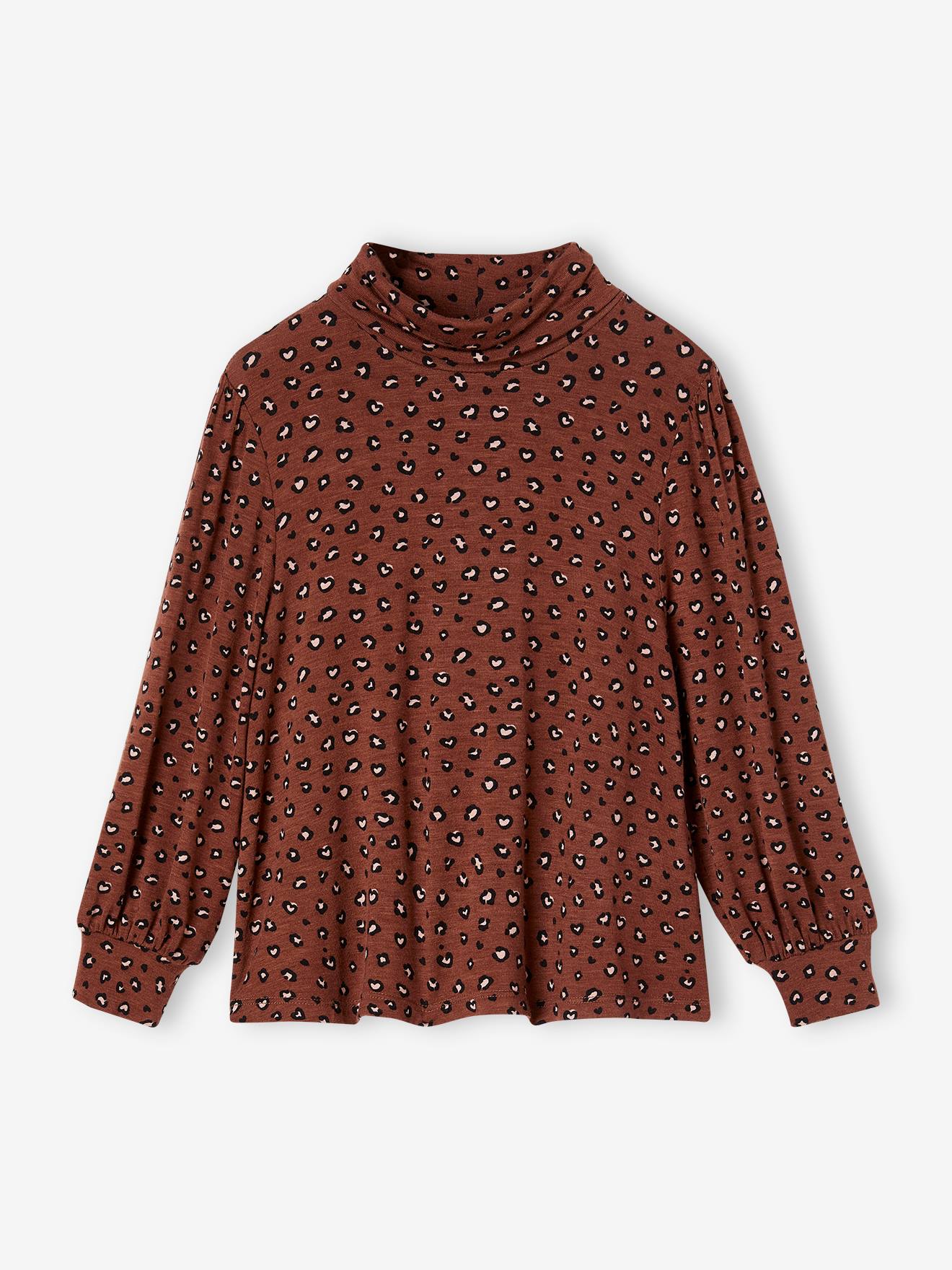 Sous-pull imprimé fille beige poudré
