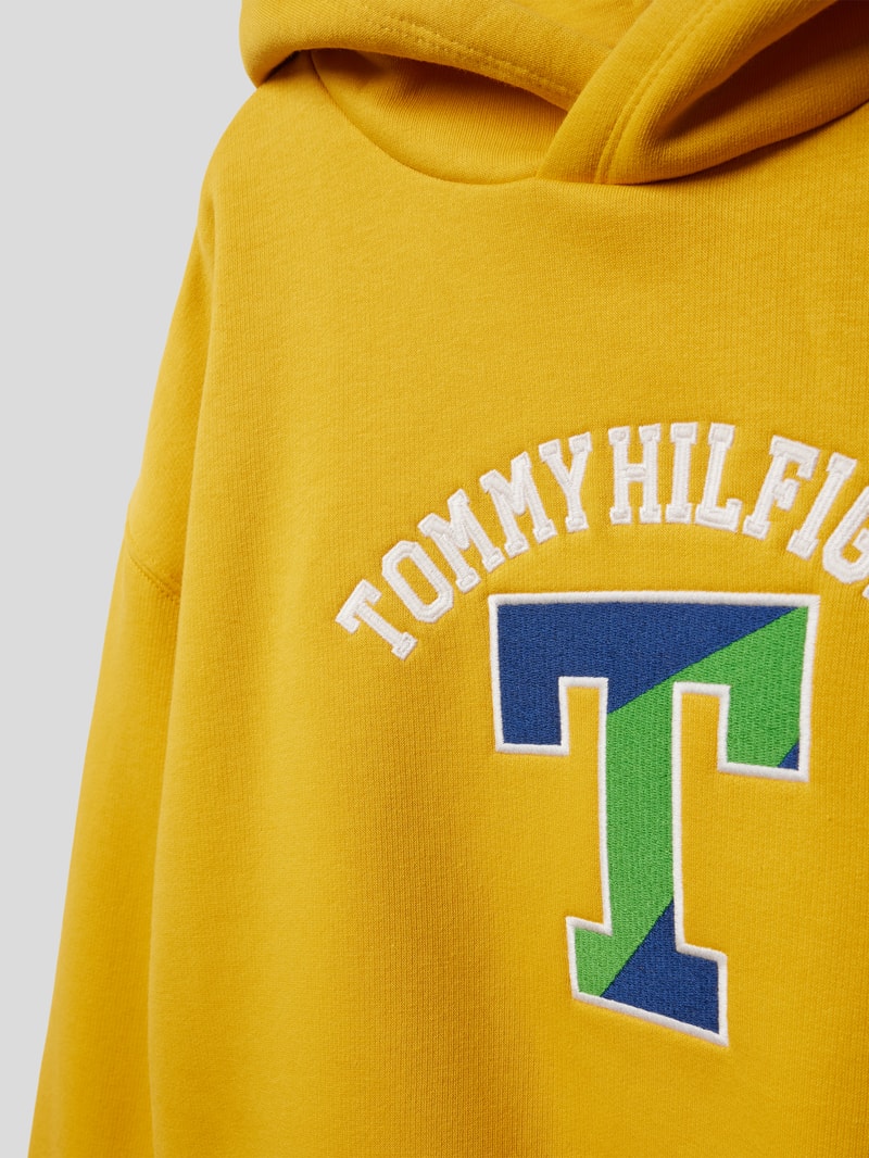 Hoodie mit Label-Print Modell 'VARSITY' in senfgelb