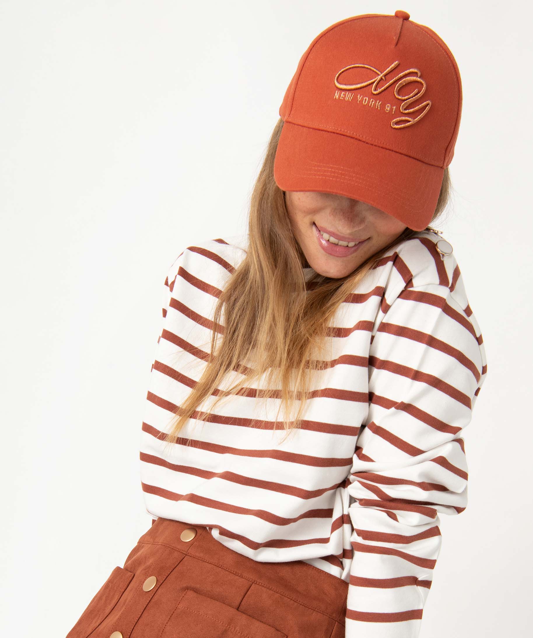 Casquette femme avec inscription brodée orange | GEMO