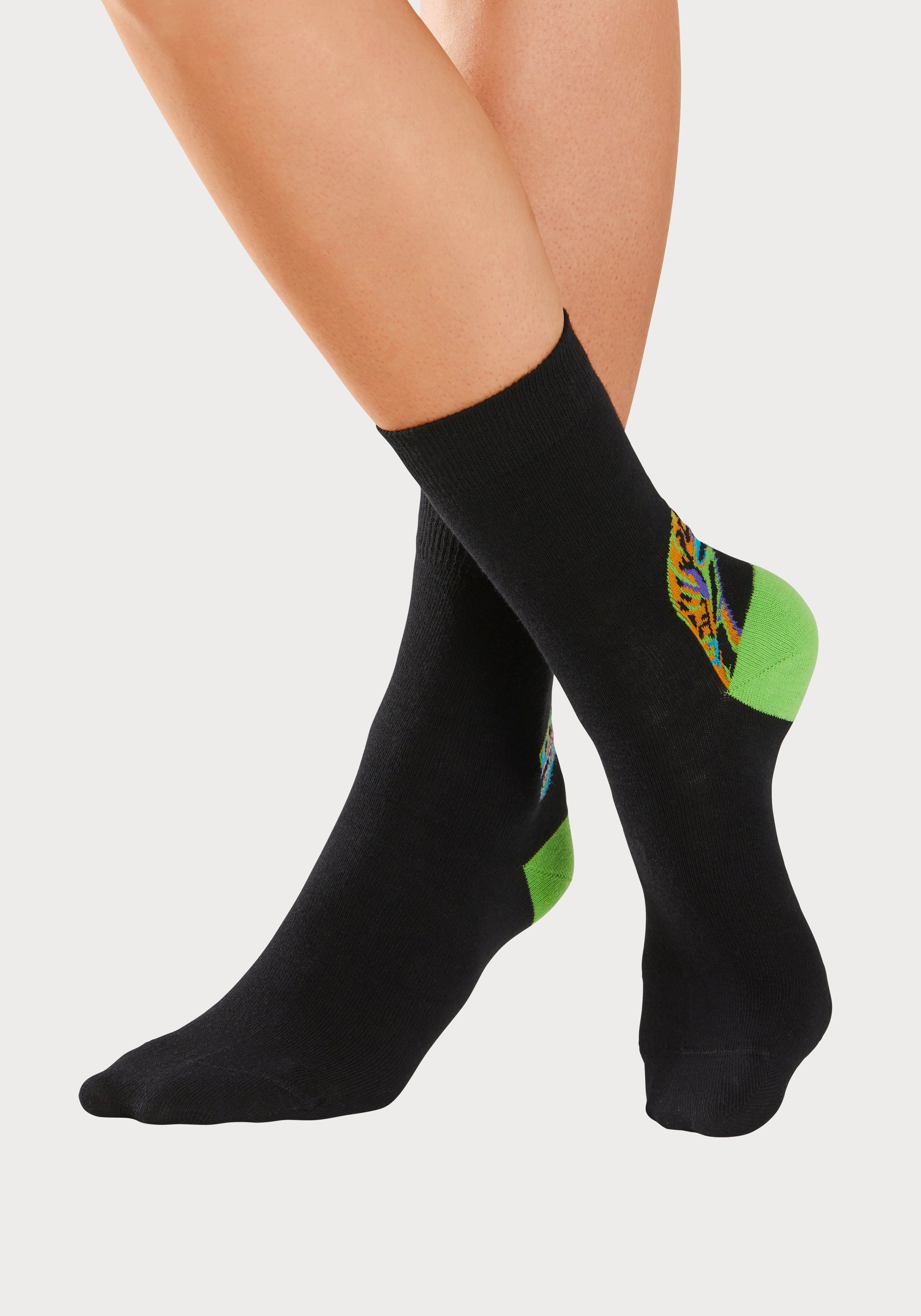 H.I.S Freizeitsocken (Packung, 5-Paar) mit farbenfrohen Dino Motive über der Ferse