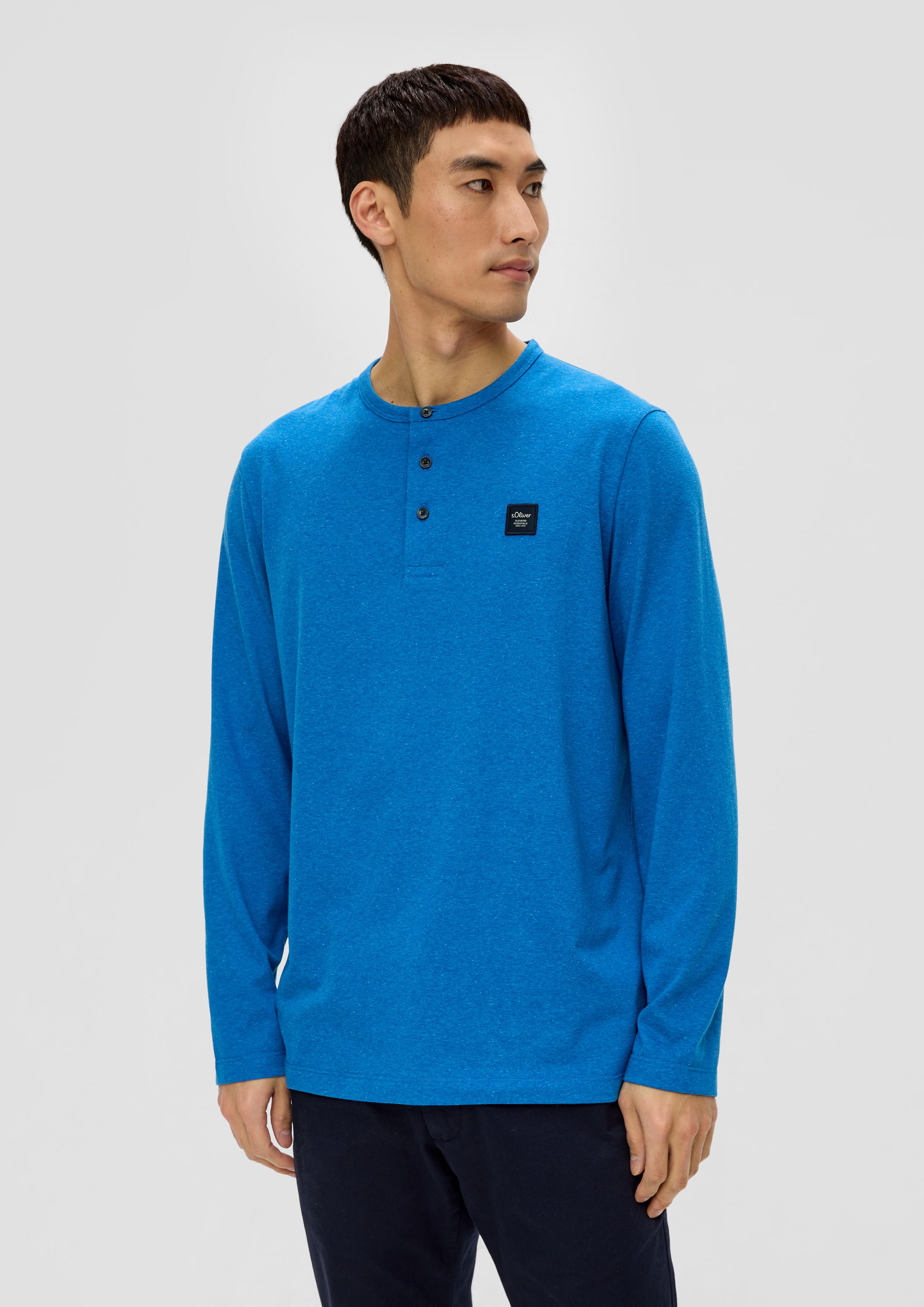 Meliertes Longsleeve mit Henleyausschnitt  2138648-55W2
