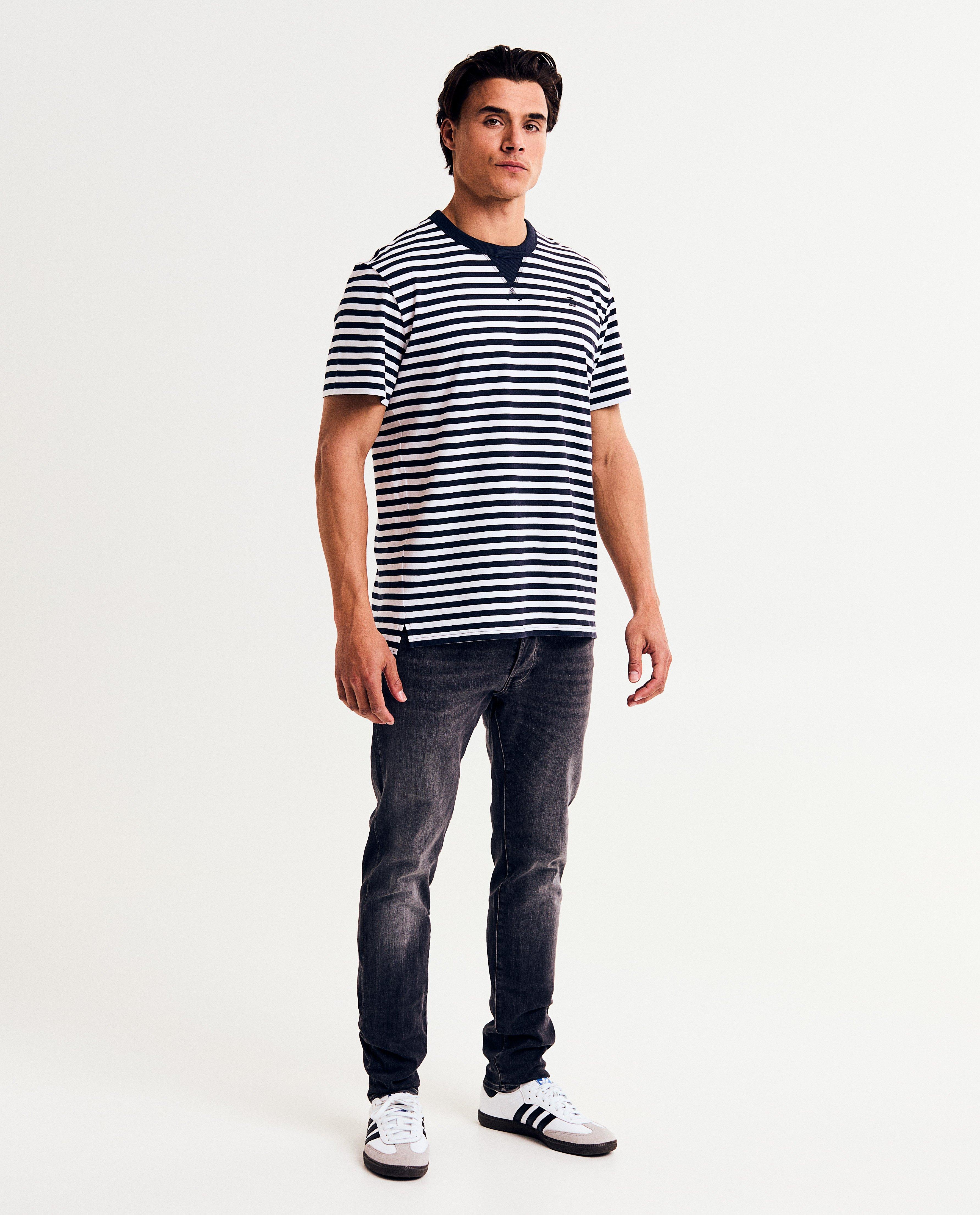 Tricou alb cu dungi G-star