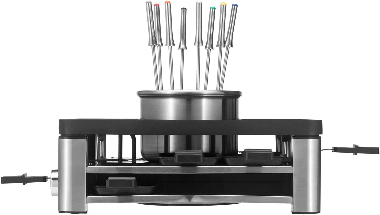 WMF Raclette und Fondue-Set 3in1 Gourmet Station für 8 Personen, Raclette Fondue Kombi, 8 Raclettepfännchen, 1800,00 W, Silvester, Weihnachten, Raklett, 4 Personen, 2 Personen, 6 Personen