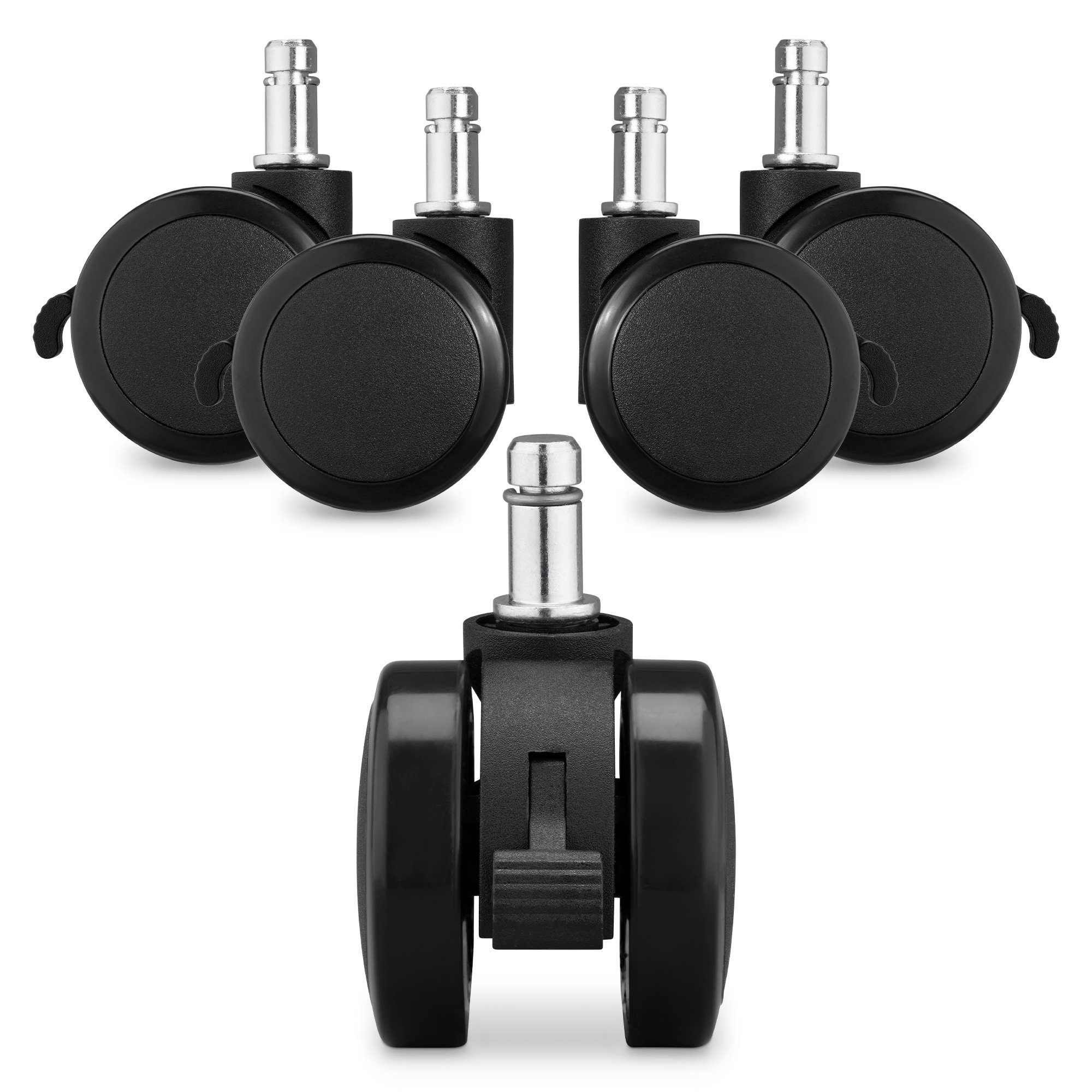 kwmobile Stuhlrolle 5x Bürostuhlrollen Hartboden/Weichboden mit Bremse 10/22mm, (5-St)