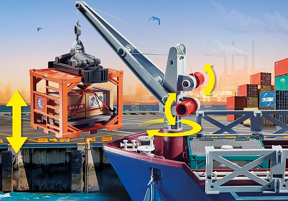 Gro&szlig;es Containerschiff mit Zollboot