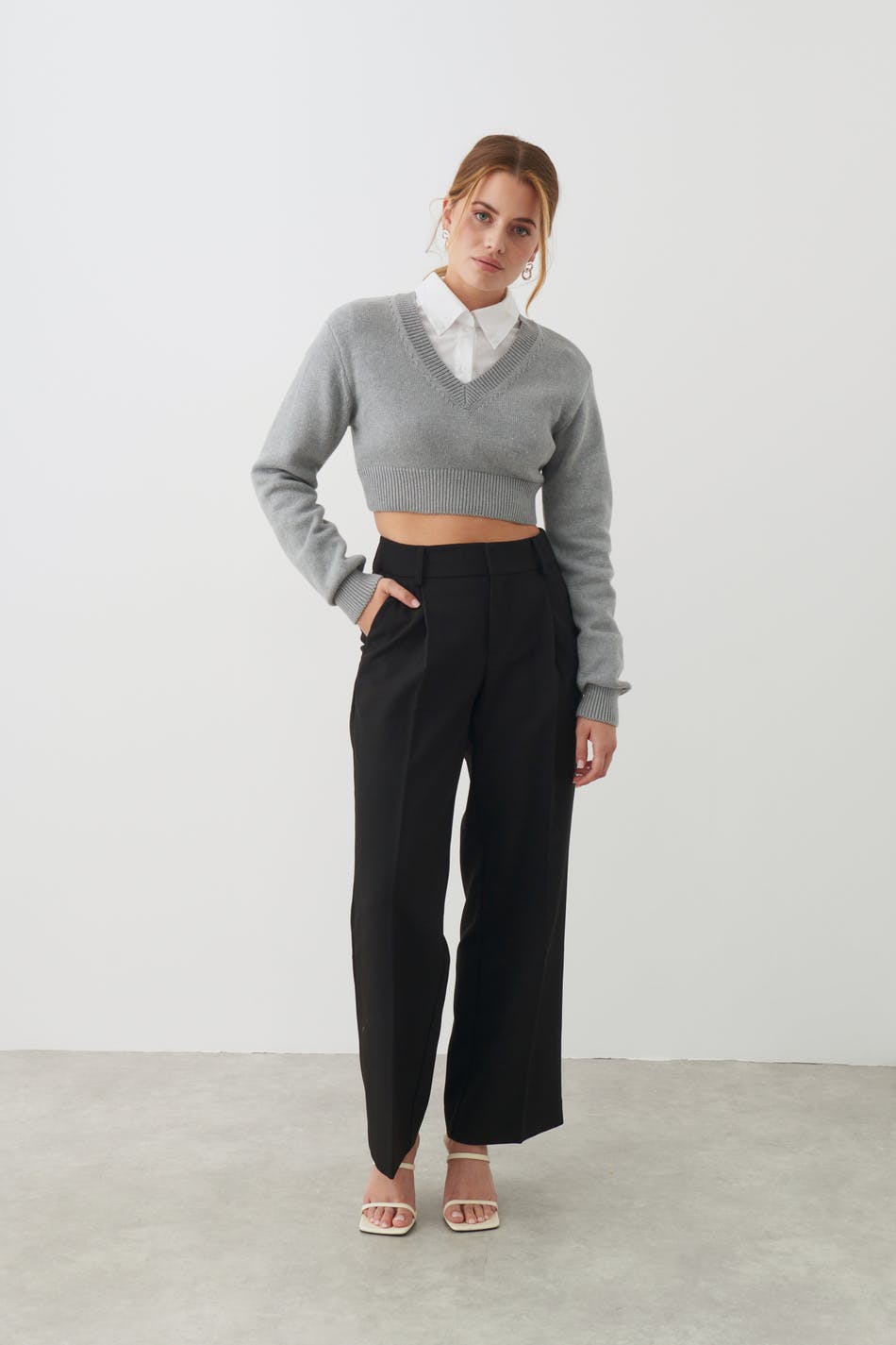V-neck knitted sweater