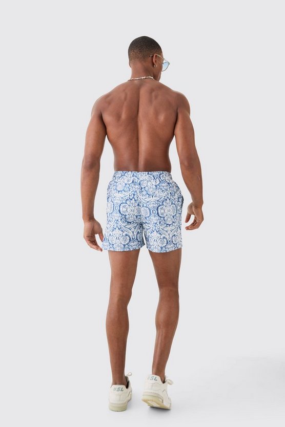 Kurze Badehose mit Paisley-Print